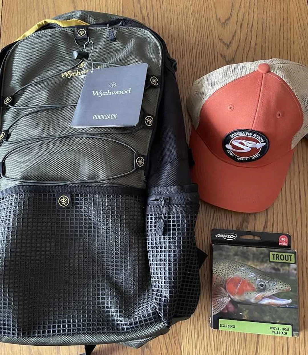 An Airflo Sixth Sense Floating Fly Line 7/8 Weight with Wychwood Backpack