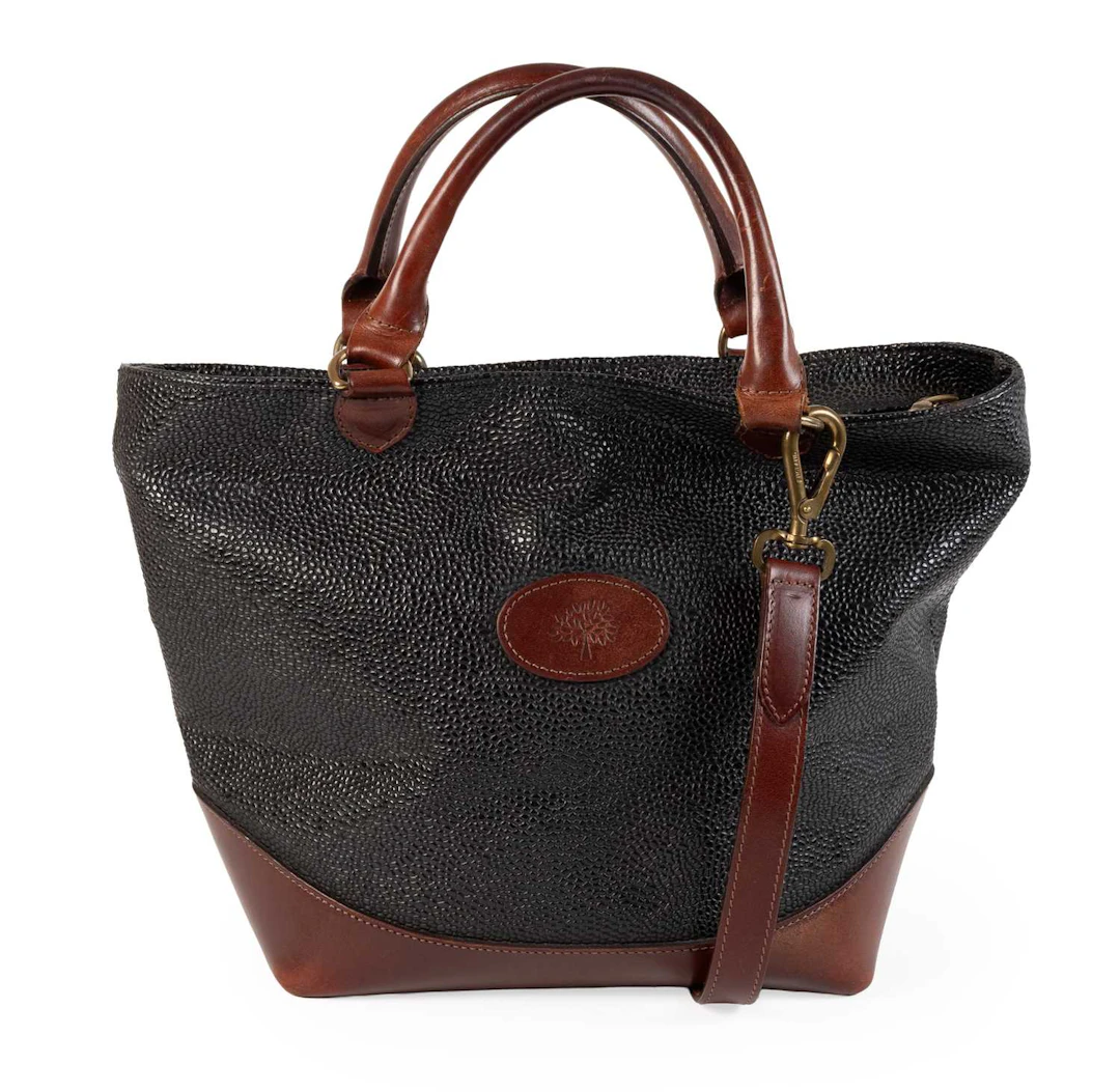 Mulberry Black Leather Scotchgrain Hellier Tote Bag