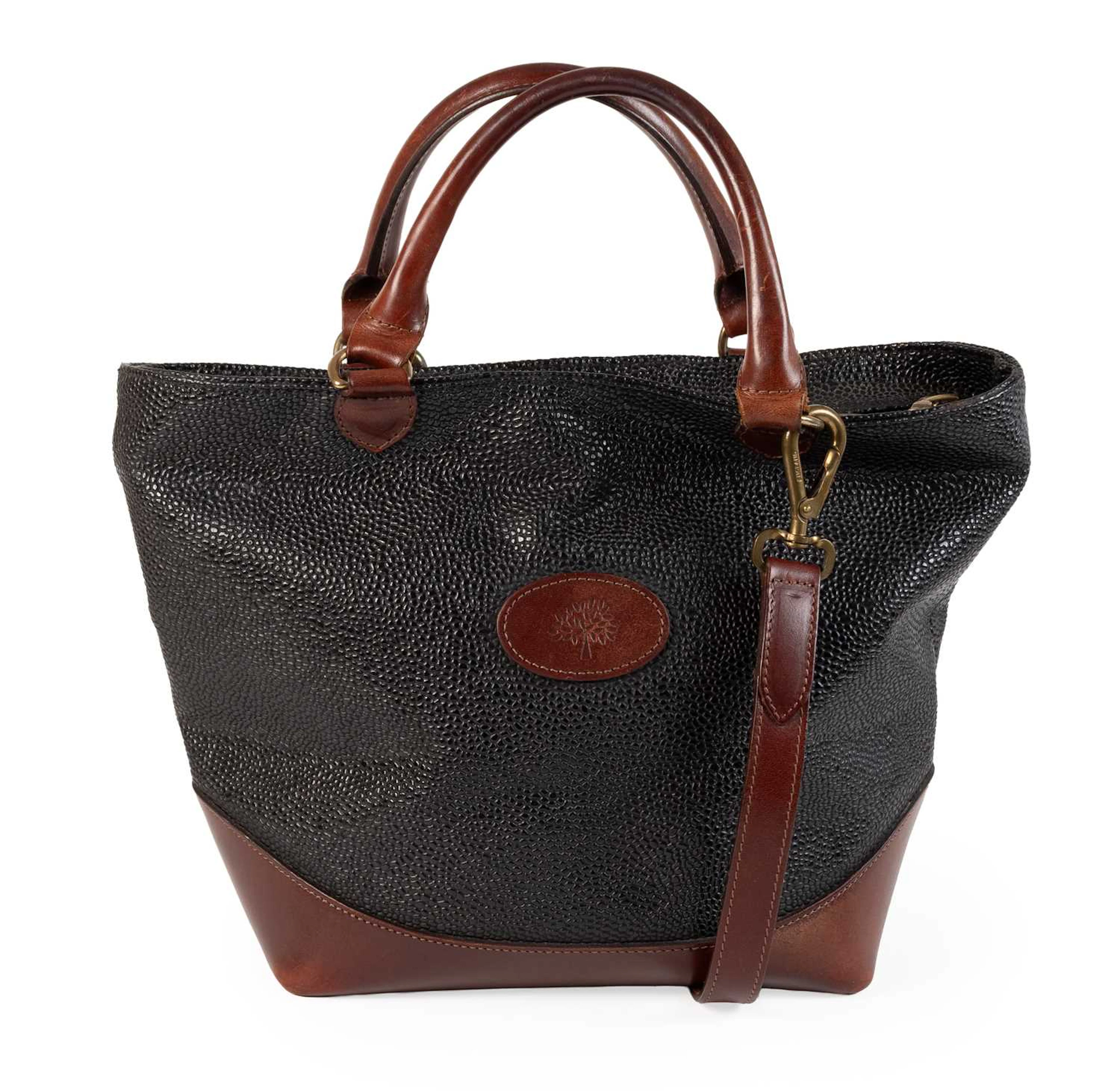 Mulberry Black Leather Scotchgrain Hellier Tote Bag