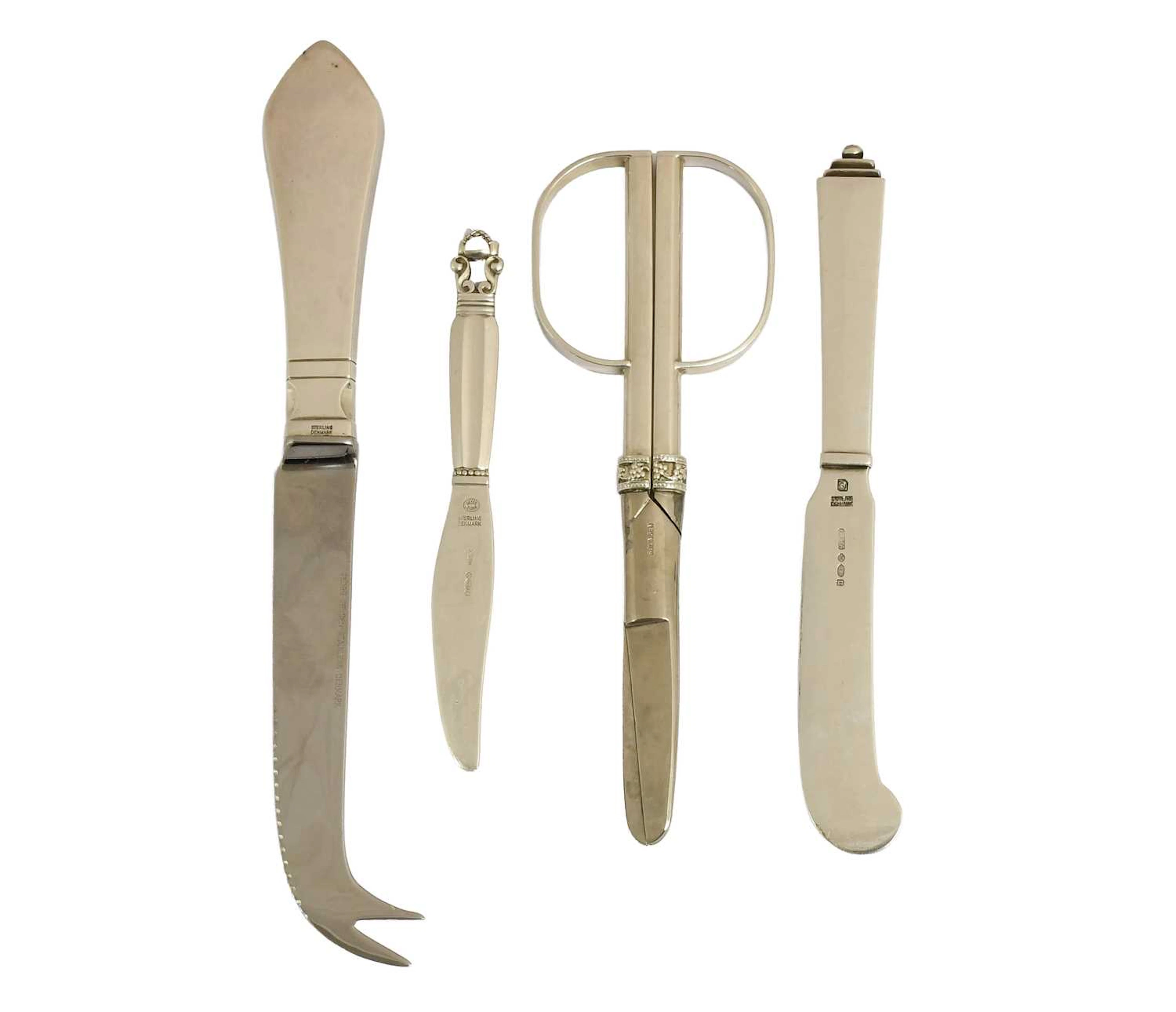 Three Danish Silver Flatware Items, by Georg Jensen, Copenhagen, Together With