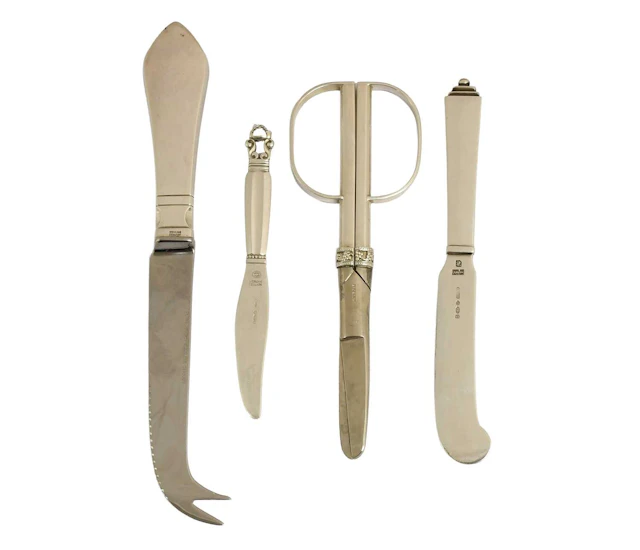 Three Danish Silver Flatware Items, by Georg Jensen, Copenhagen, Together With