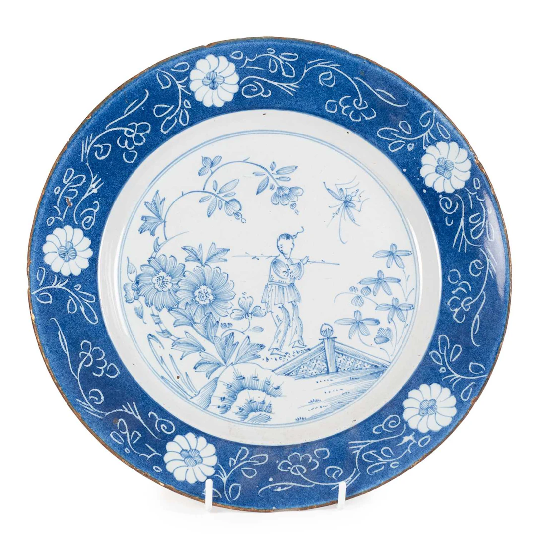 A London Delft Dish, Lambeth High Street, William Griffiths, circa 1740