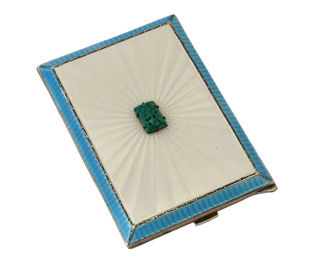 A George VI Silver and Enamel Cigarette-Case, by Albert Carter, Birmingham