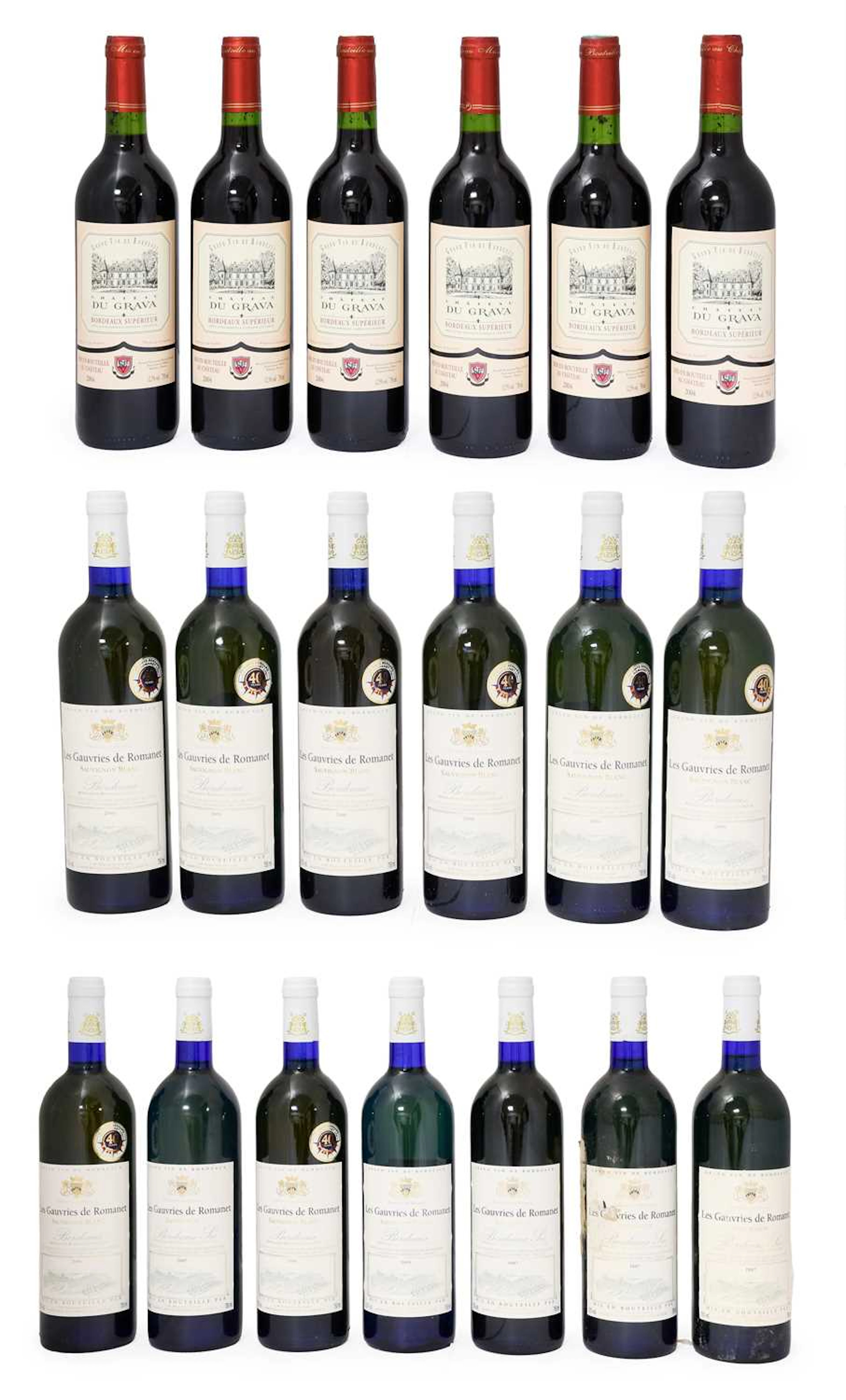 Château Du Grava 2004 Bordeaux, Les Gauvries de Romanet 2006 Sauvignon