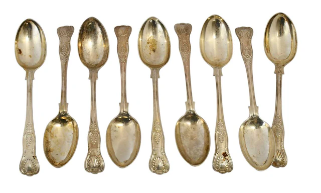 A Set of Nine Victorian or Edward VII Silver Table-Spoons, by Robert