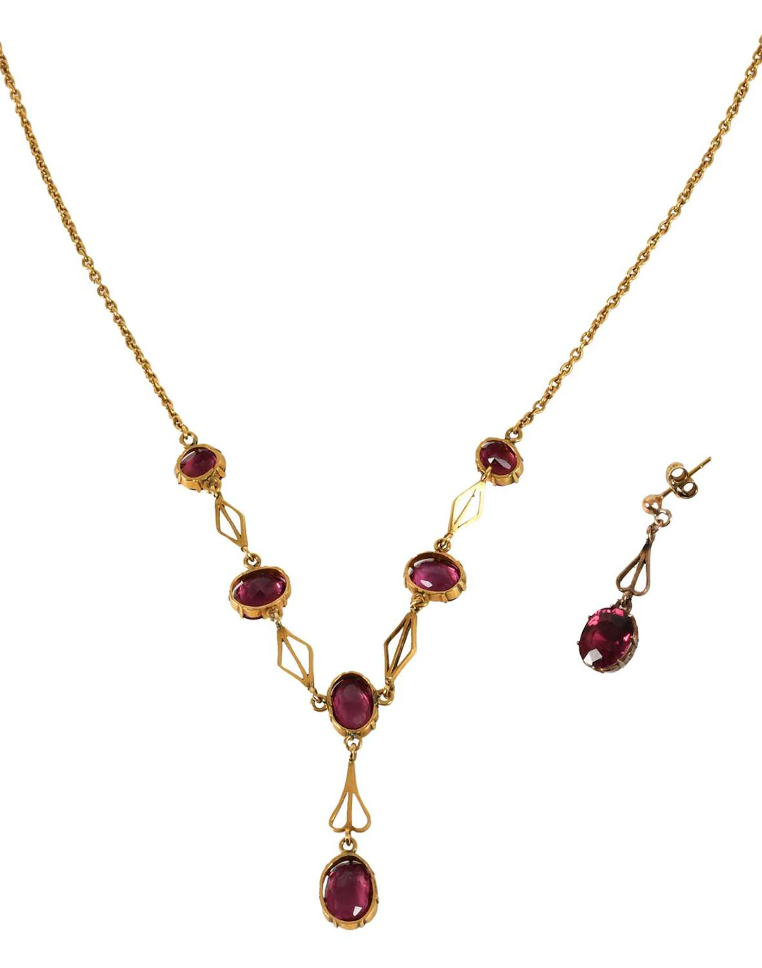 A Rhodolite Garnet Necklace, A, Single Matching Earring