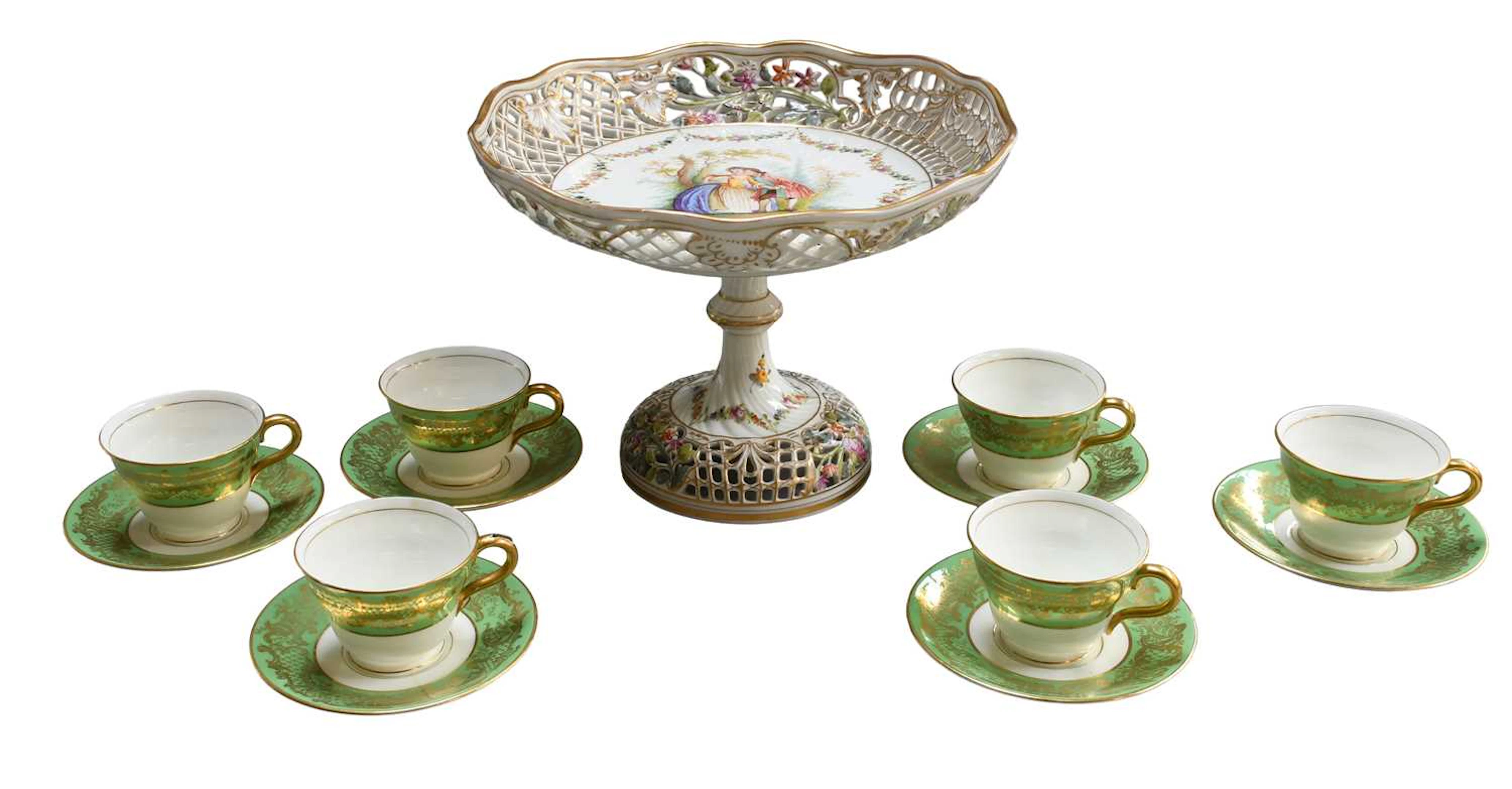 A Dresden Porcelain Pierced Comport, early 20th century