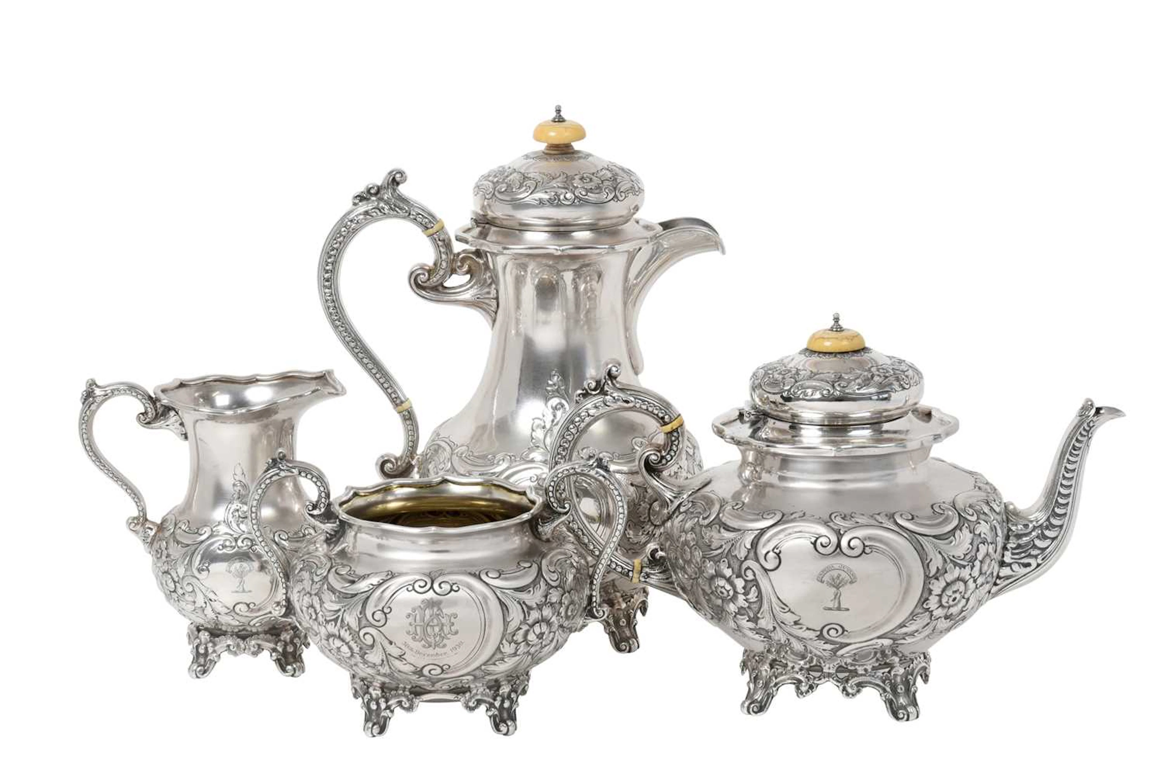 A Four-Piece George V Silver Tea-Service by Joseph Gloster Ltd., Birmingham