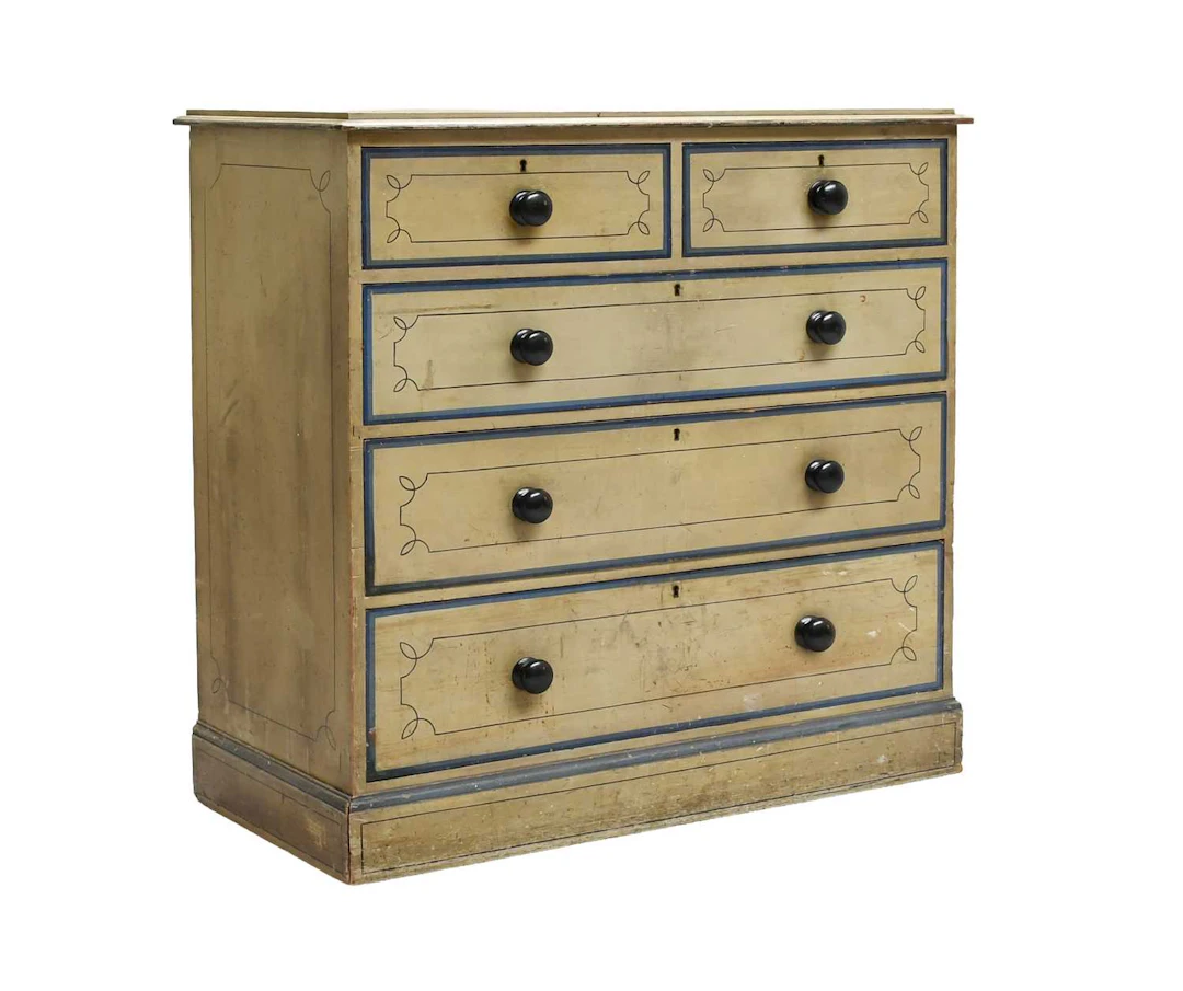 A Regency-Style Green and Blue-Painted Chest