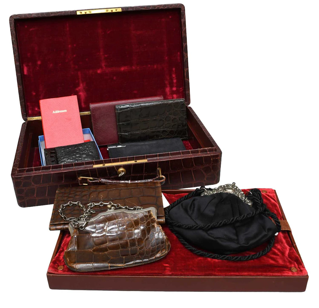 Brown Crocodile Hinged Jewellery Case