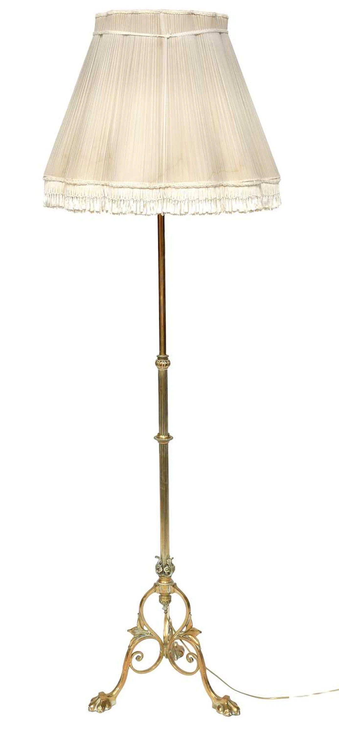 A Brass Rise and Fall Standard Lamp