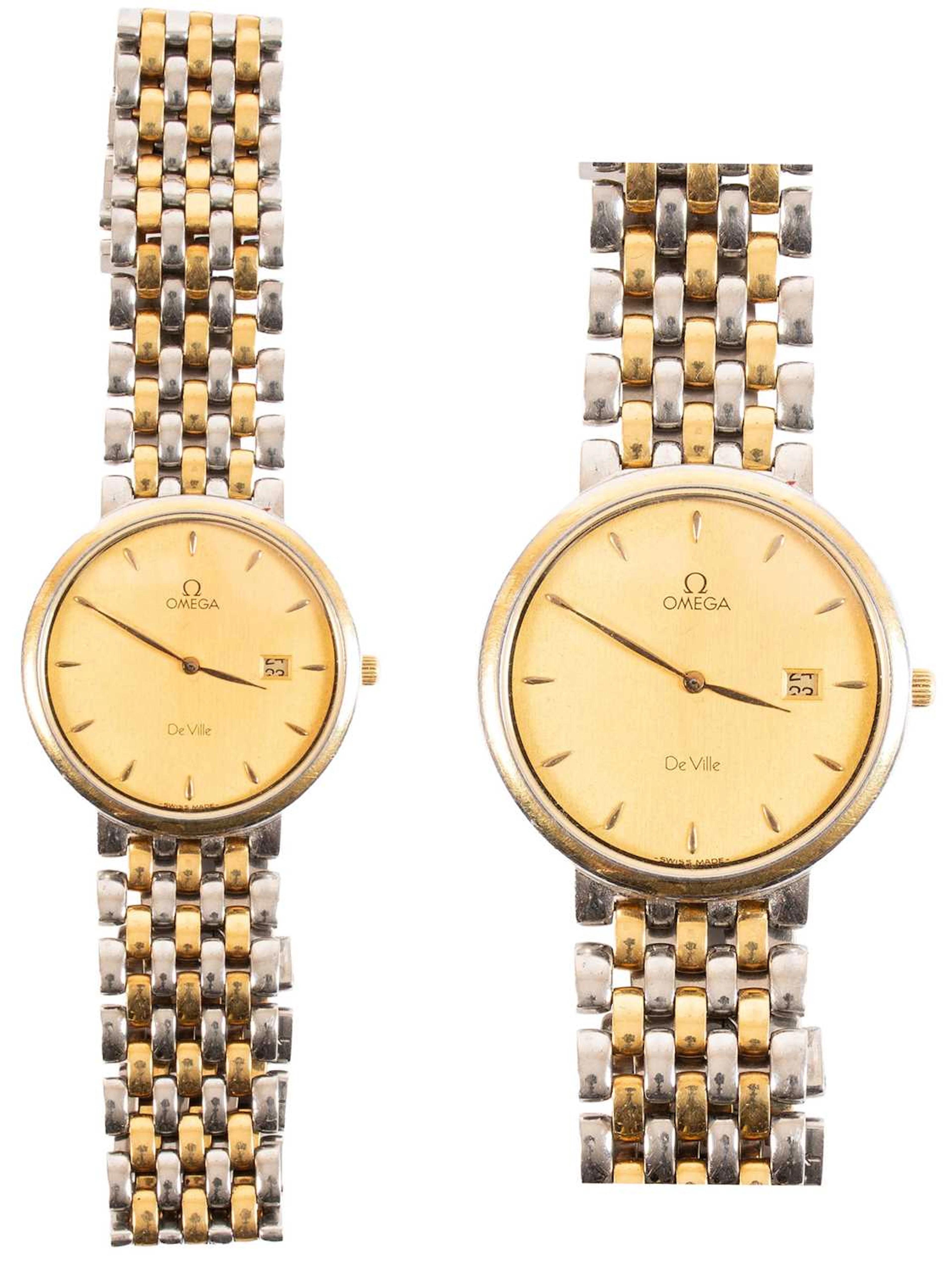 A Bi-Metal Calendar Wristwatch, signed Omega, model: De Ville, 1990's