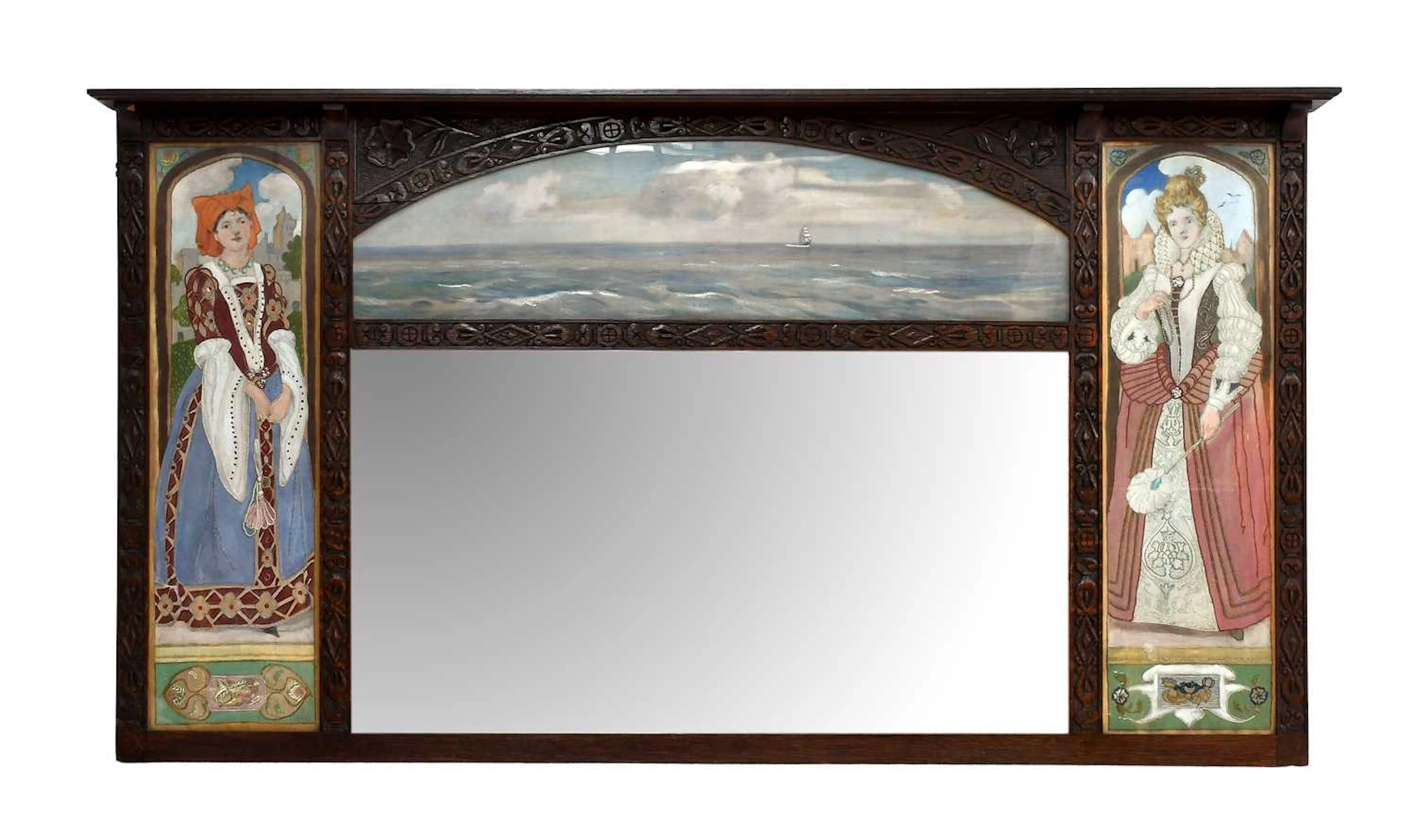 Margaret Young (1877-1950): A Carved Oak Overmantel Mirror