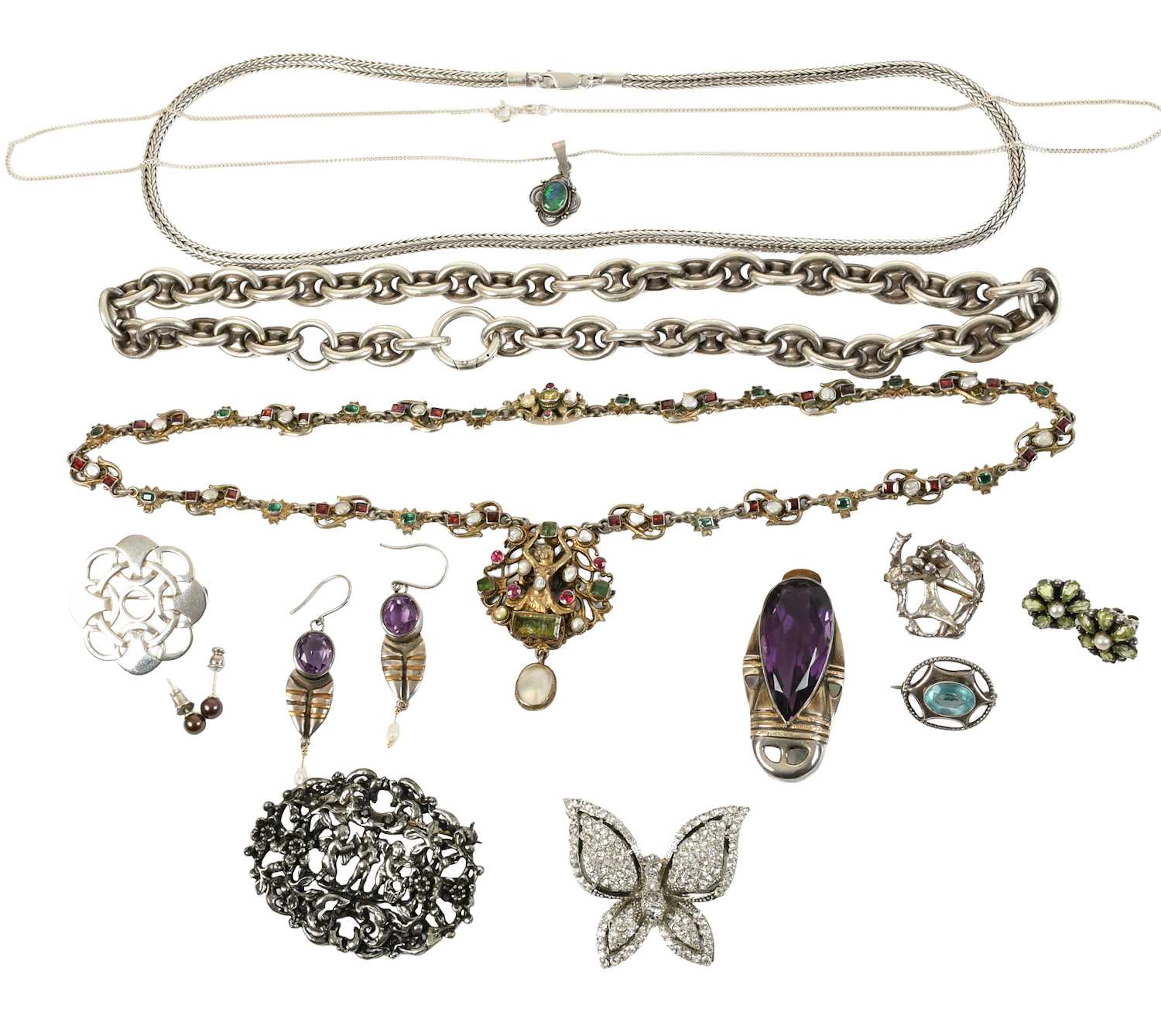 A Small Quantity of Silver and White Metal Jewellery