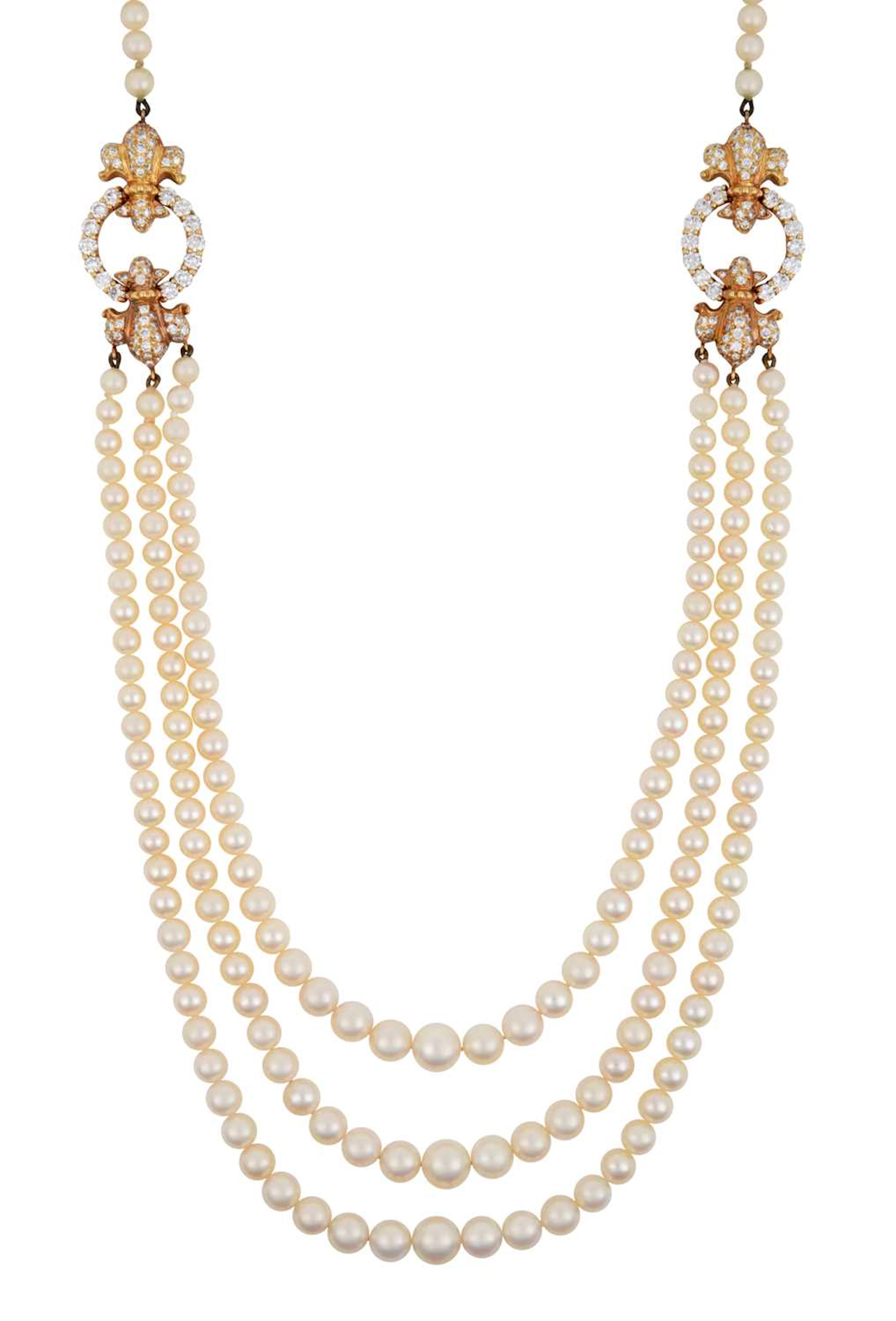 An 18 Carat Gold Cultured Pearl and Diamond Necklace, by Hennell