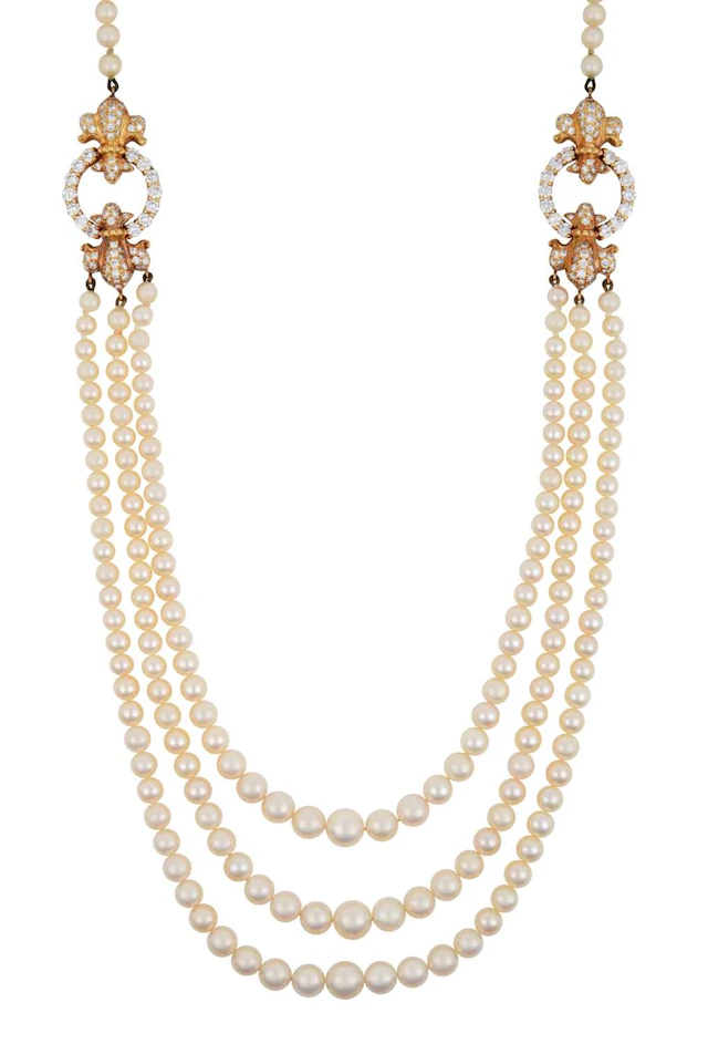 An 18 Carat Gold Cultured Pearl and Diamond Necklace, by Hennell