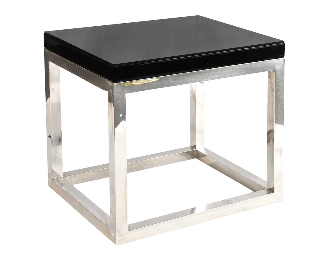 A 1970s Italian Chrome, Lacquered and Glass Side Table