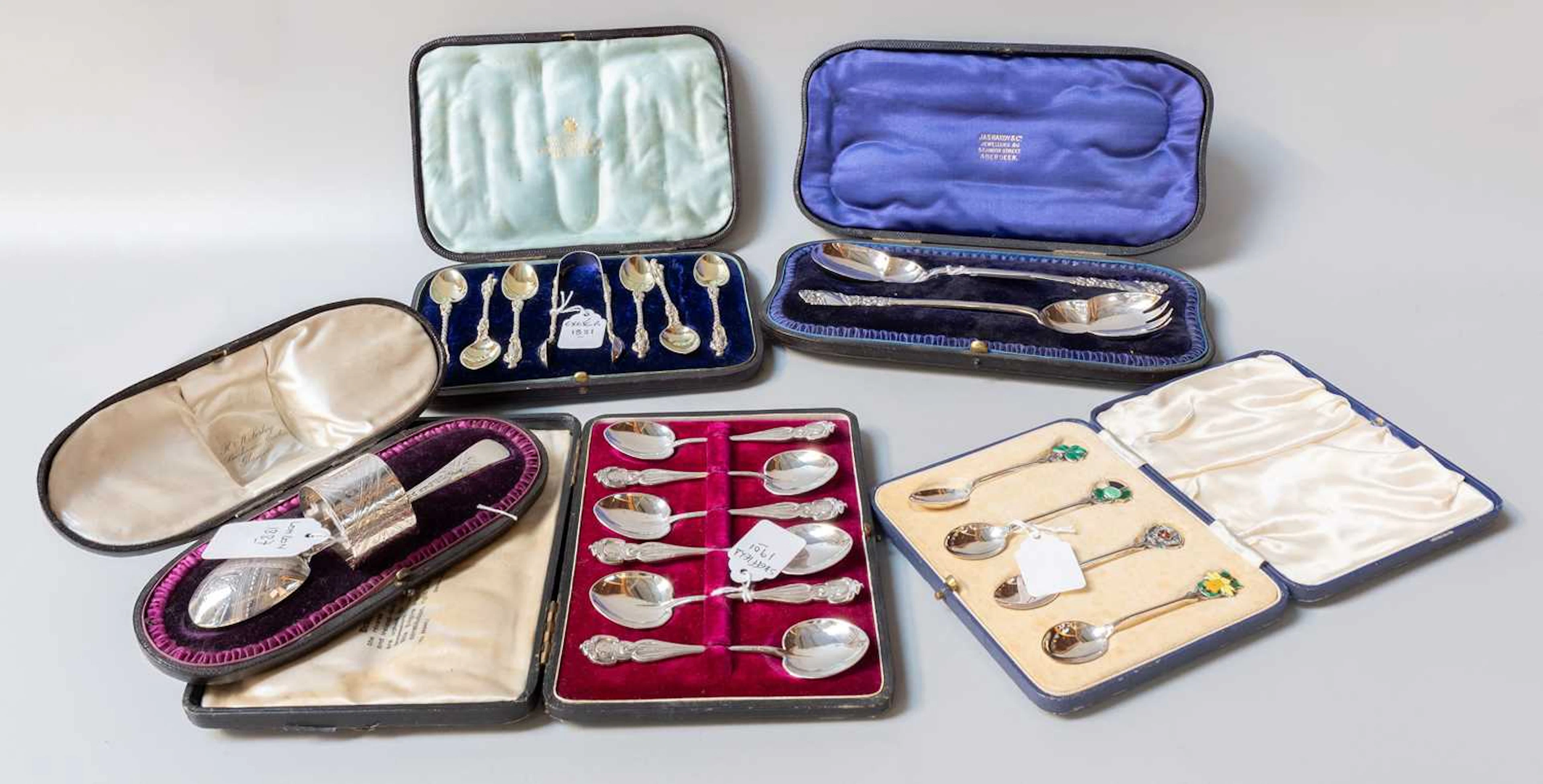 A Collection of Assorted Cased Silver Flatware