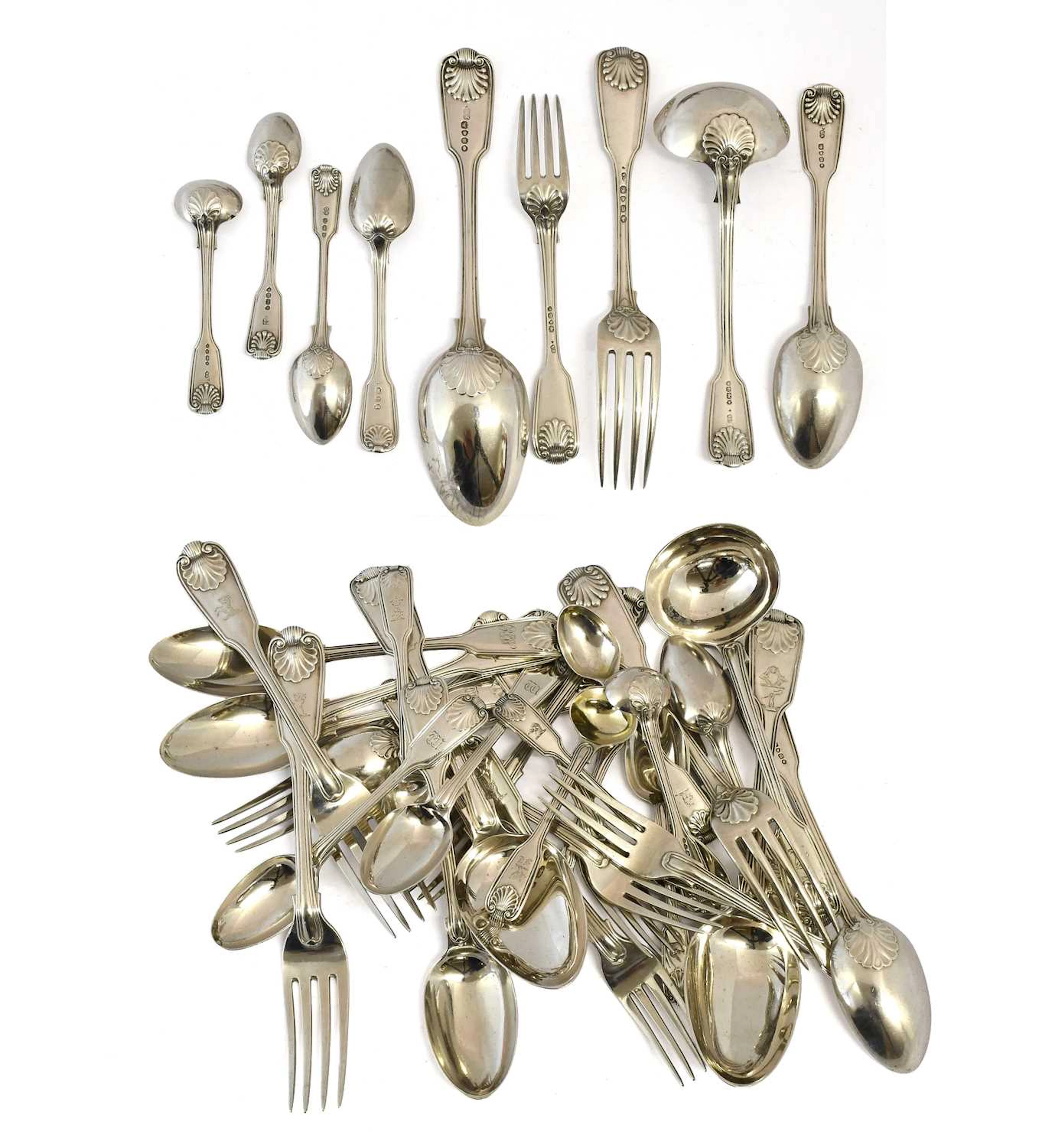 A Collection of Assorted George III and Later Silver Flatware