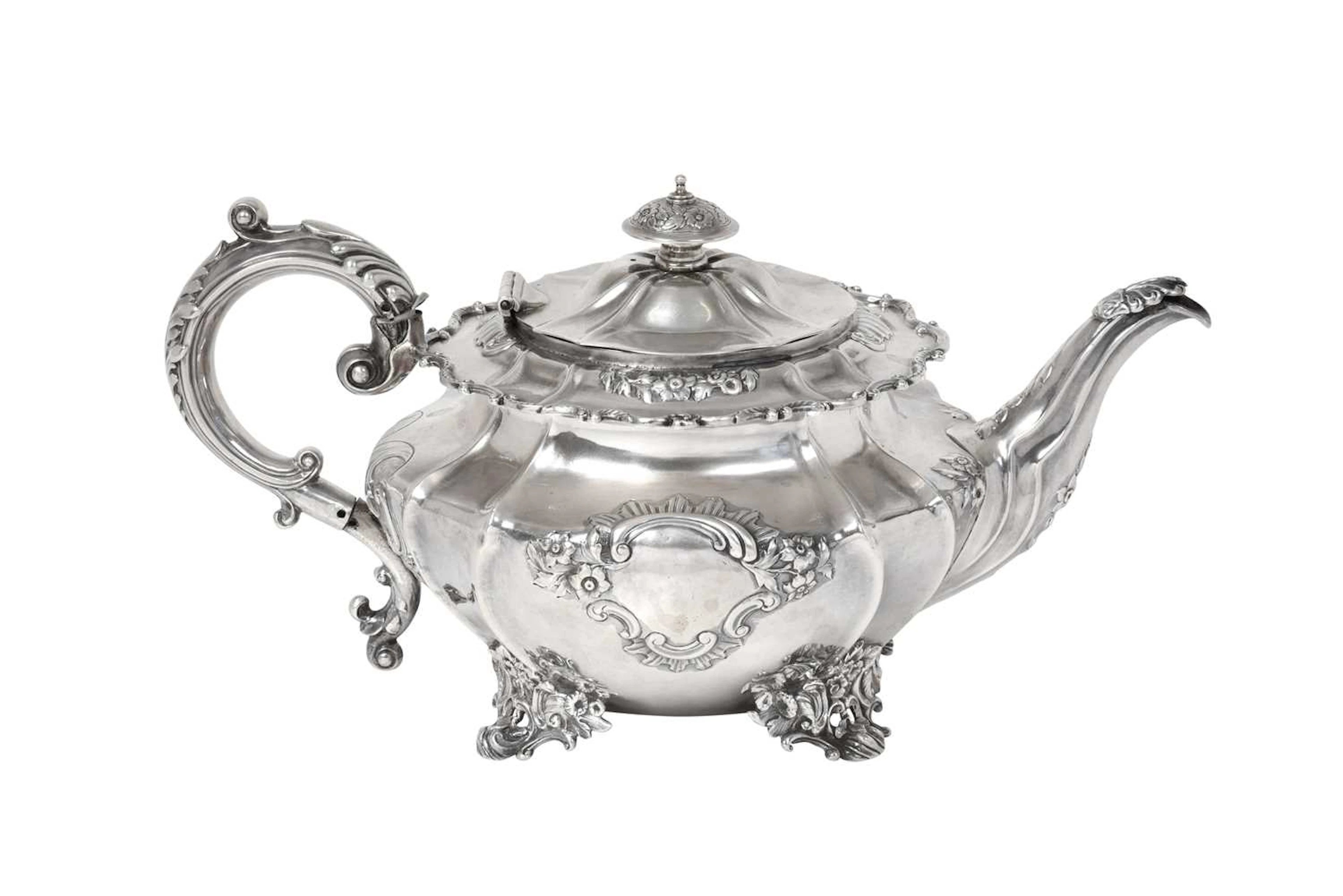 A Victorian Silver Teapot by William Bateman, London, 1839, by William