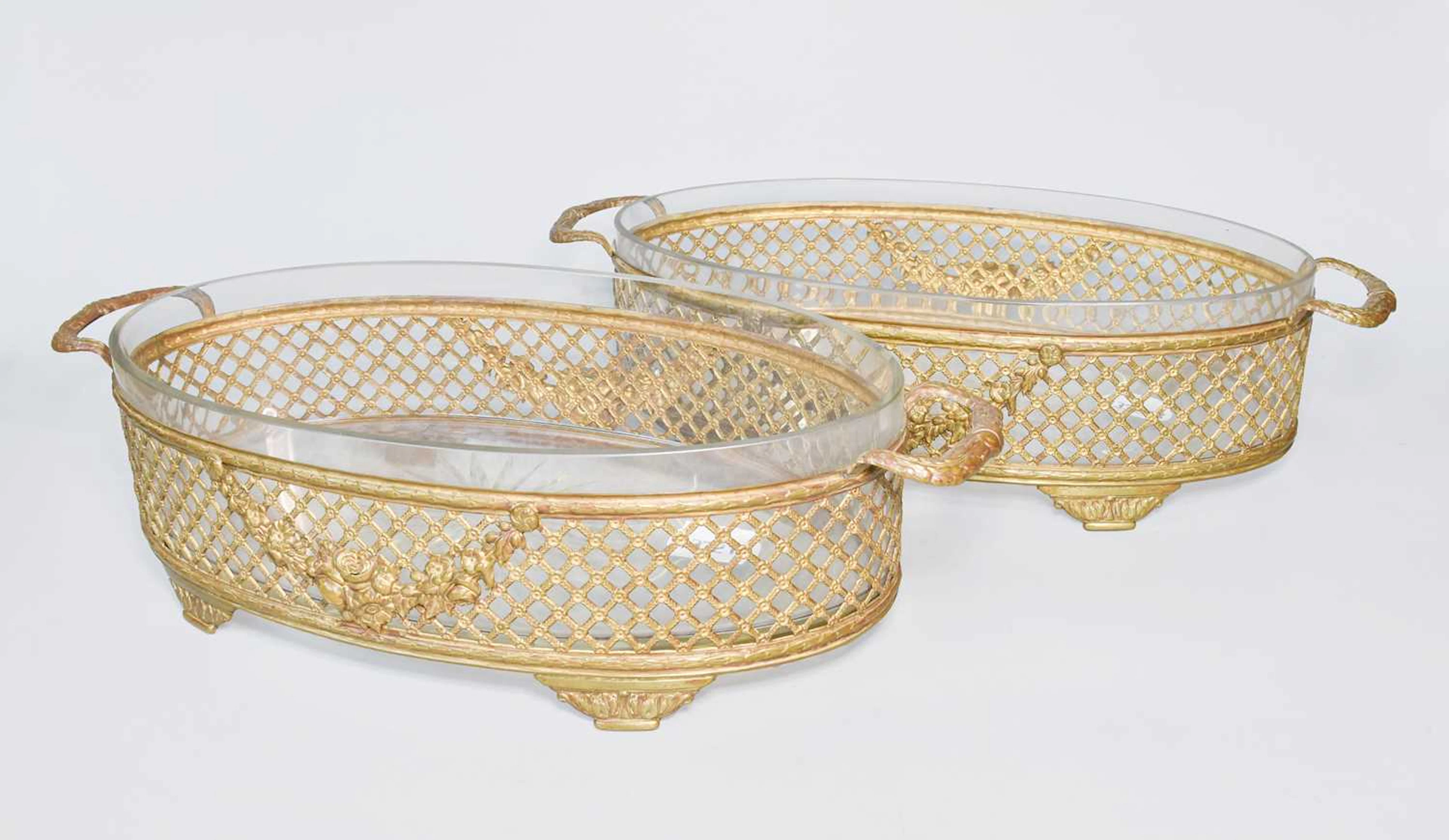 Pair of Continental Gilt Metal Baskets