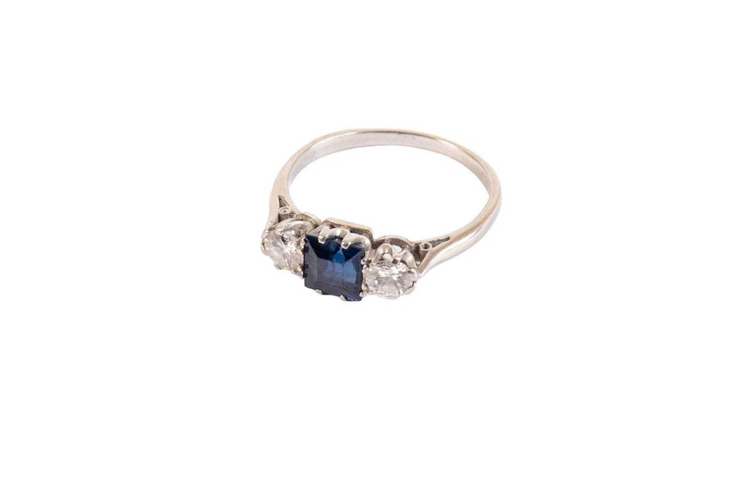 A Sapphire and Diamond Three Stone Ring