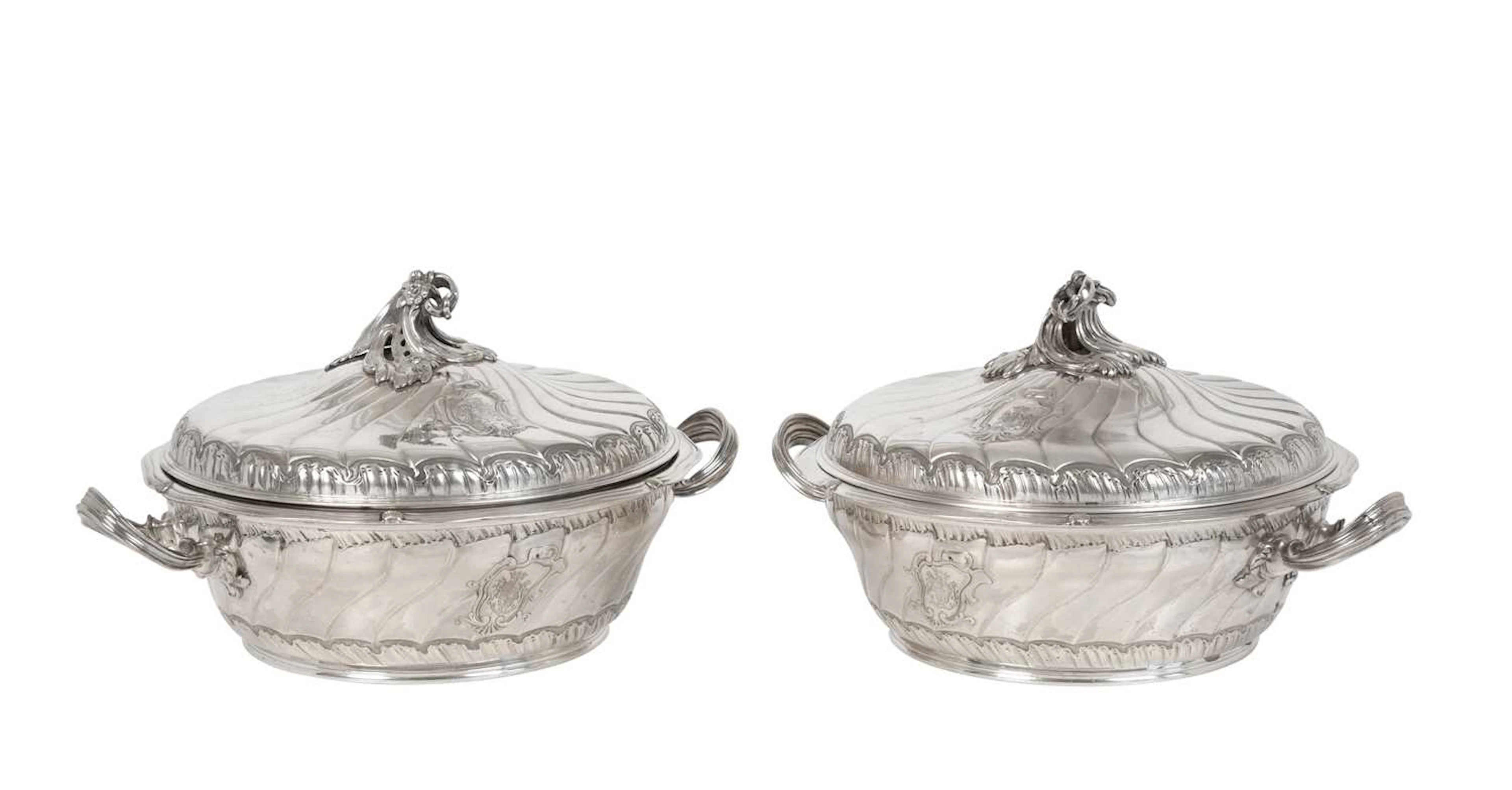A Pair of French Silver Entrée-Dishes and Covers by André Aucoc, Paris