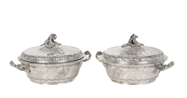 A Pair of French Silver Entrée-Dishes and Covers by André Aucoc, Paris