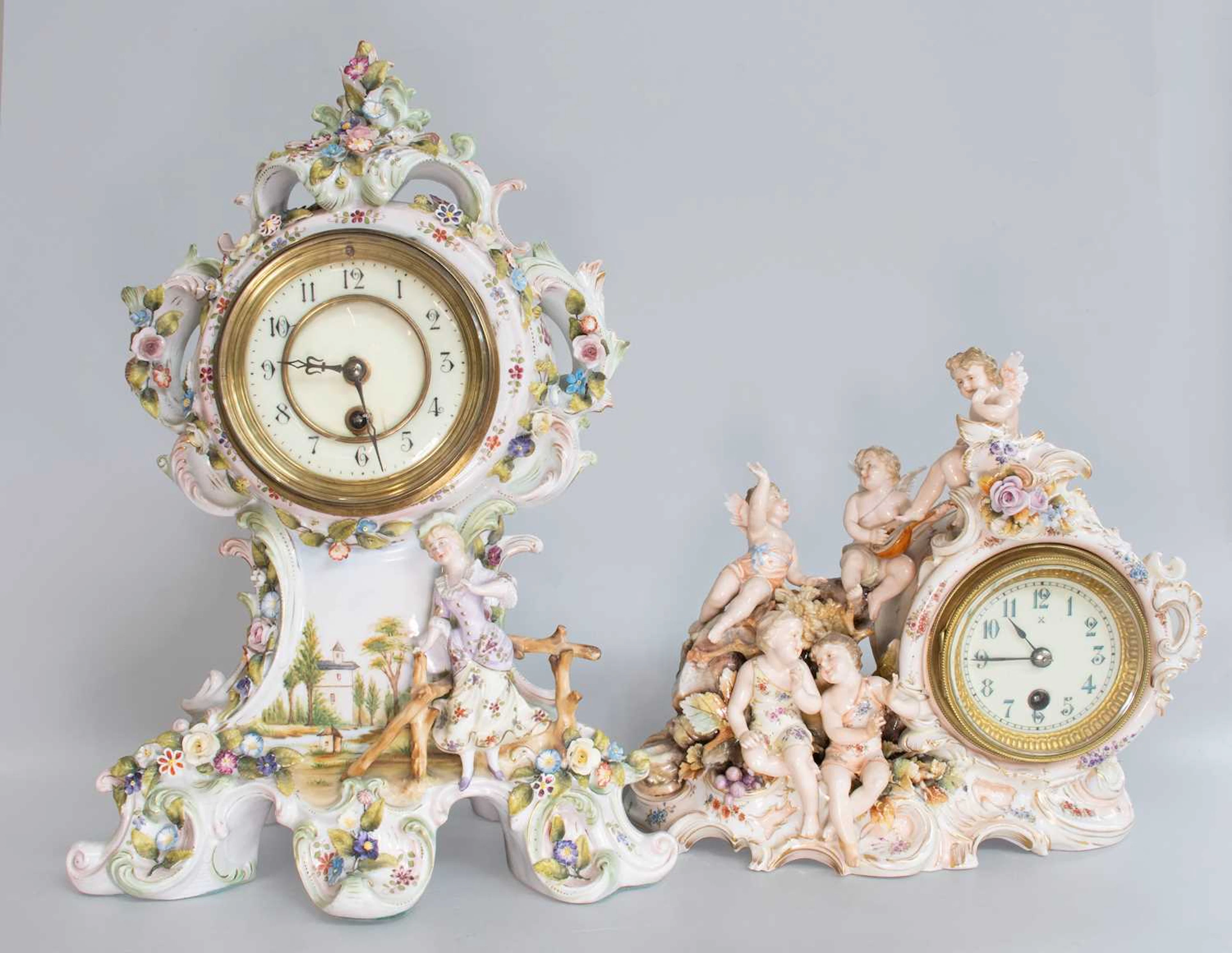 A Continental Porcelain Mantel Timepiece, late 19th century