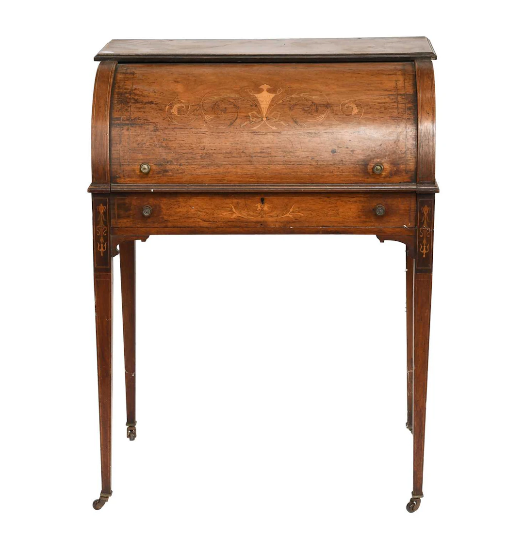 A Mahogany Roll Top Cylinder Bureau