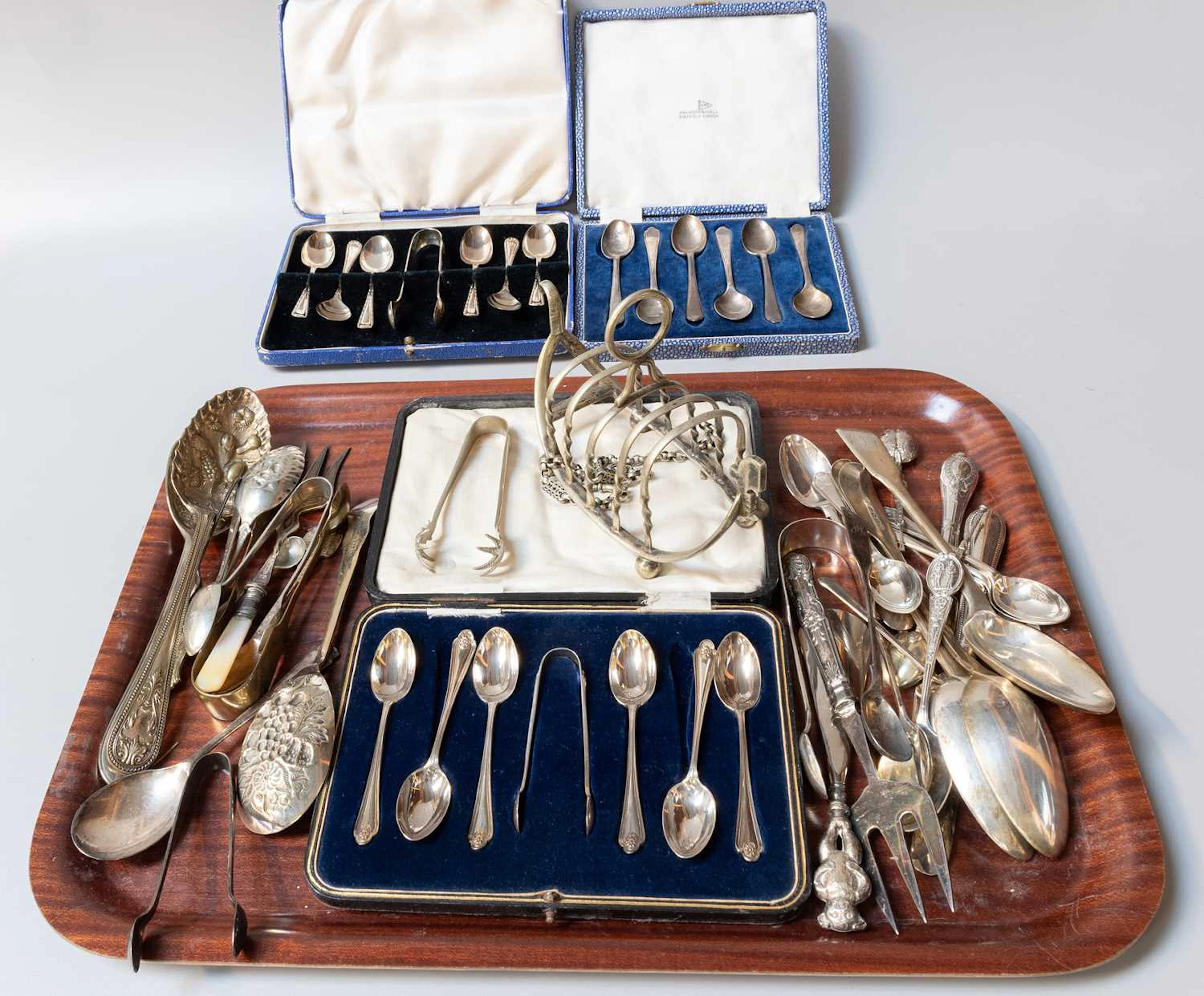 A Collection of Assorted George III and Later Silver Flatware, Together With