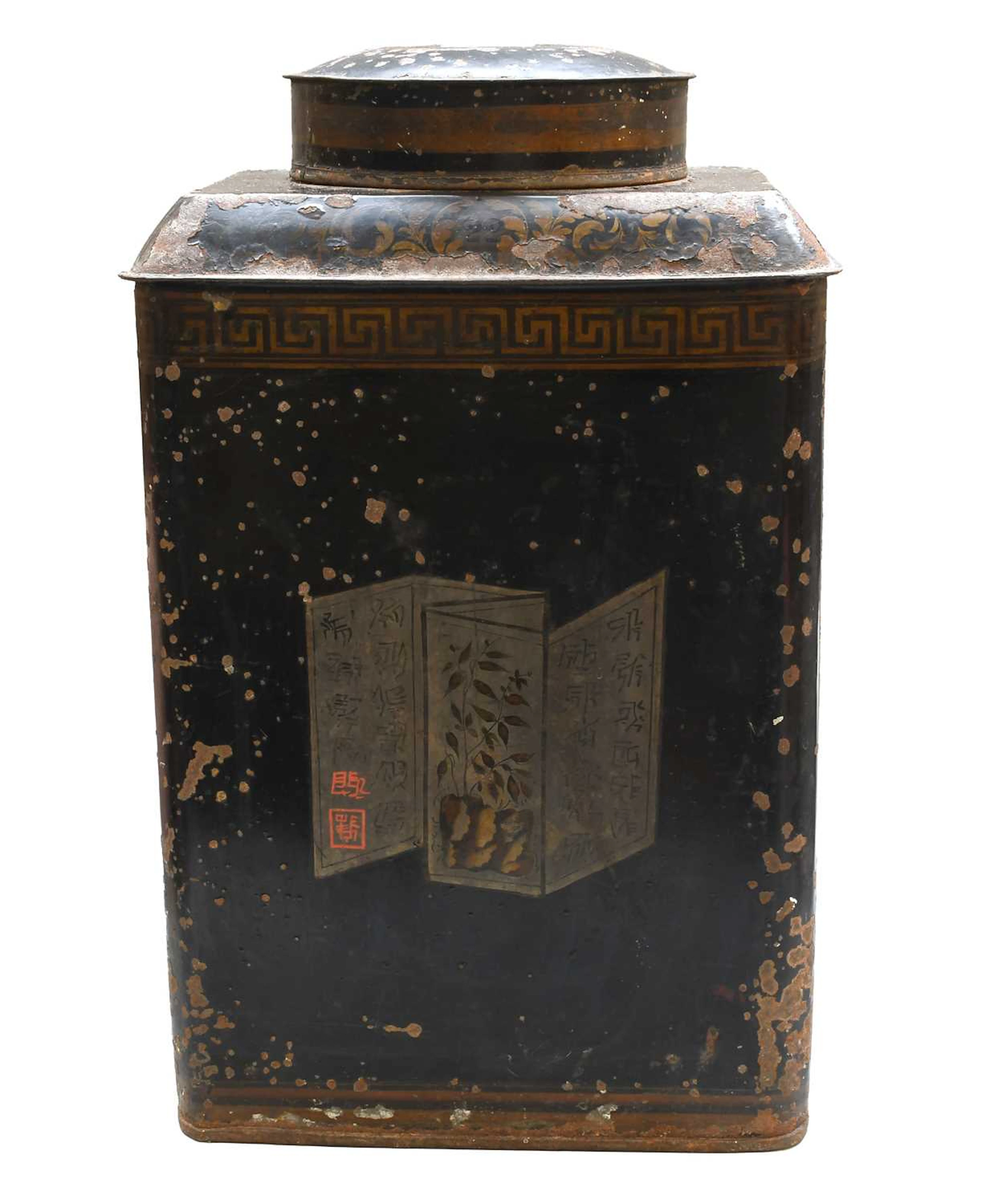 A Toleware Tea Canister, late 19th century