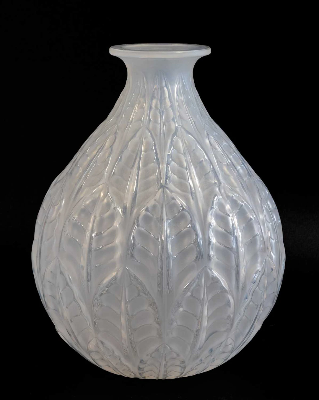 René Lalique (French, 1860-1945): A Frosted and Clear Glass Malesherbes Vase