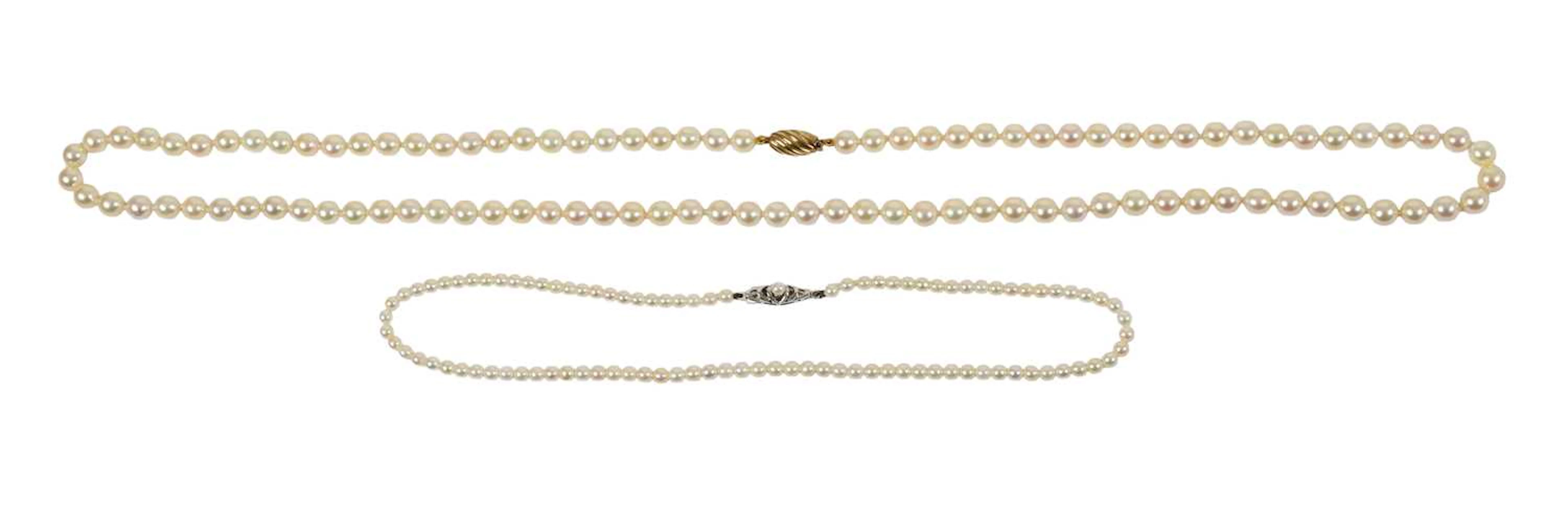 A Cultured Pearl Necklace, Another Cultured Pearl Necklace