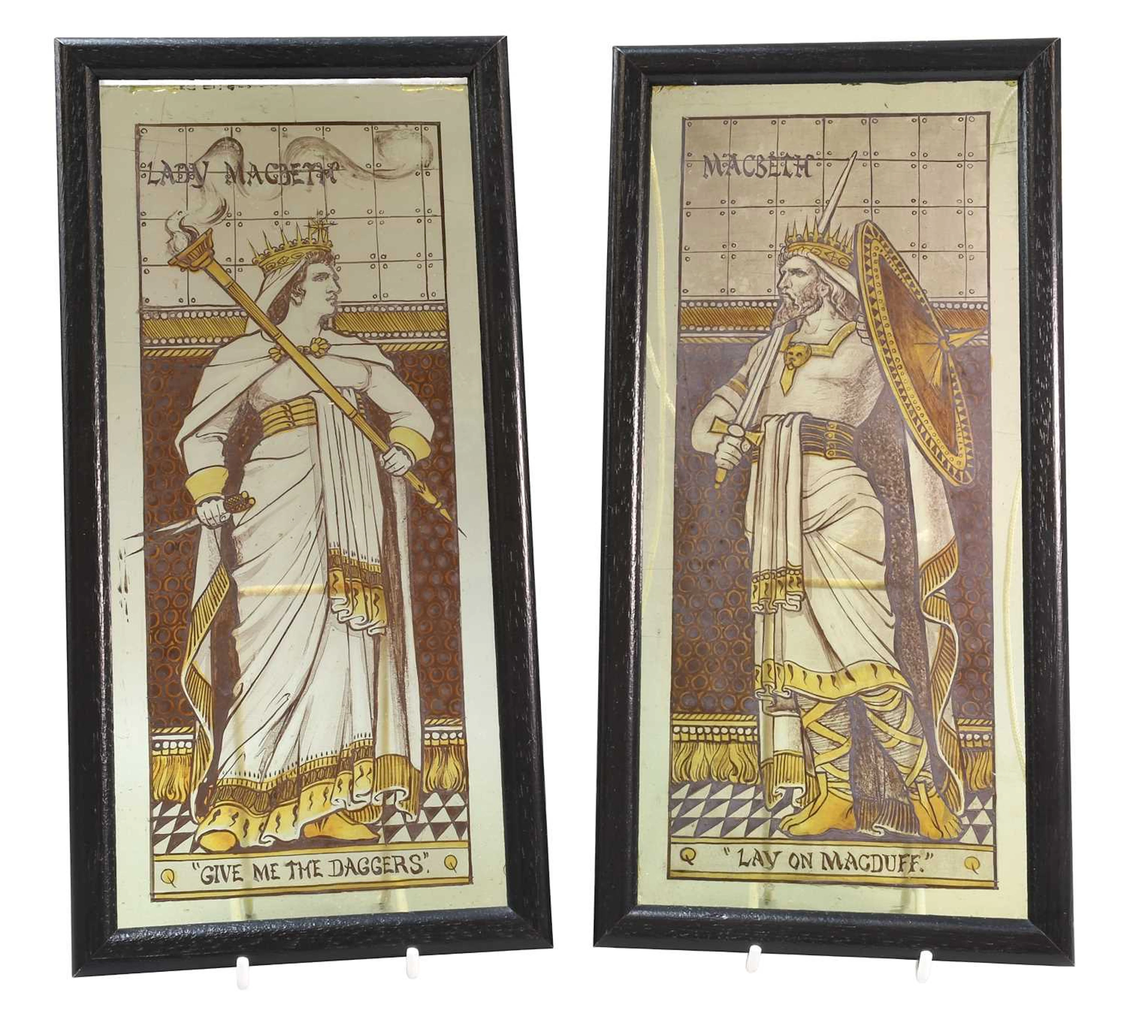 A Pair of Victorian Stained and Painted Glass Panels