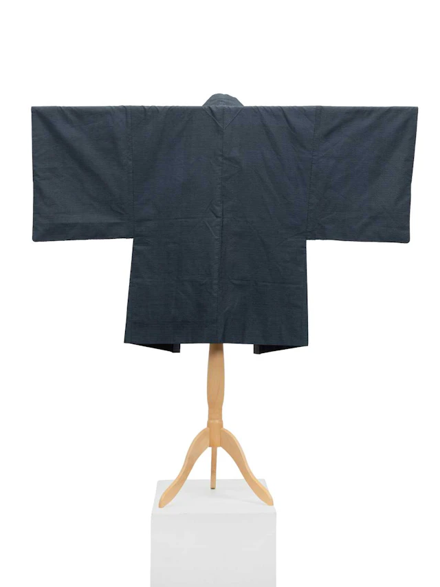 Japanese Men's Black Silk Haori with Shunga Lining, Taishö/Showa Period