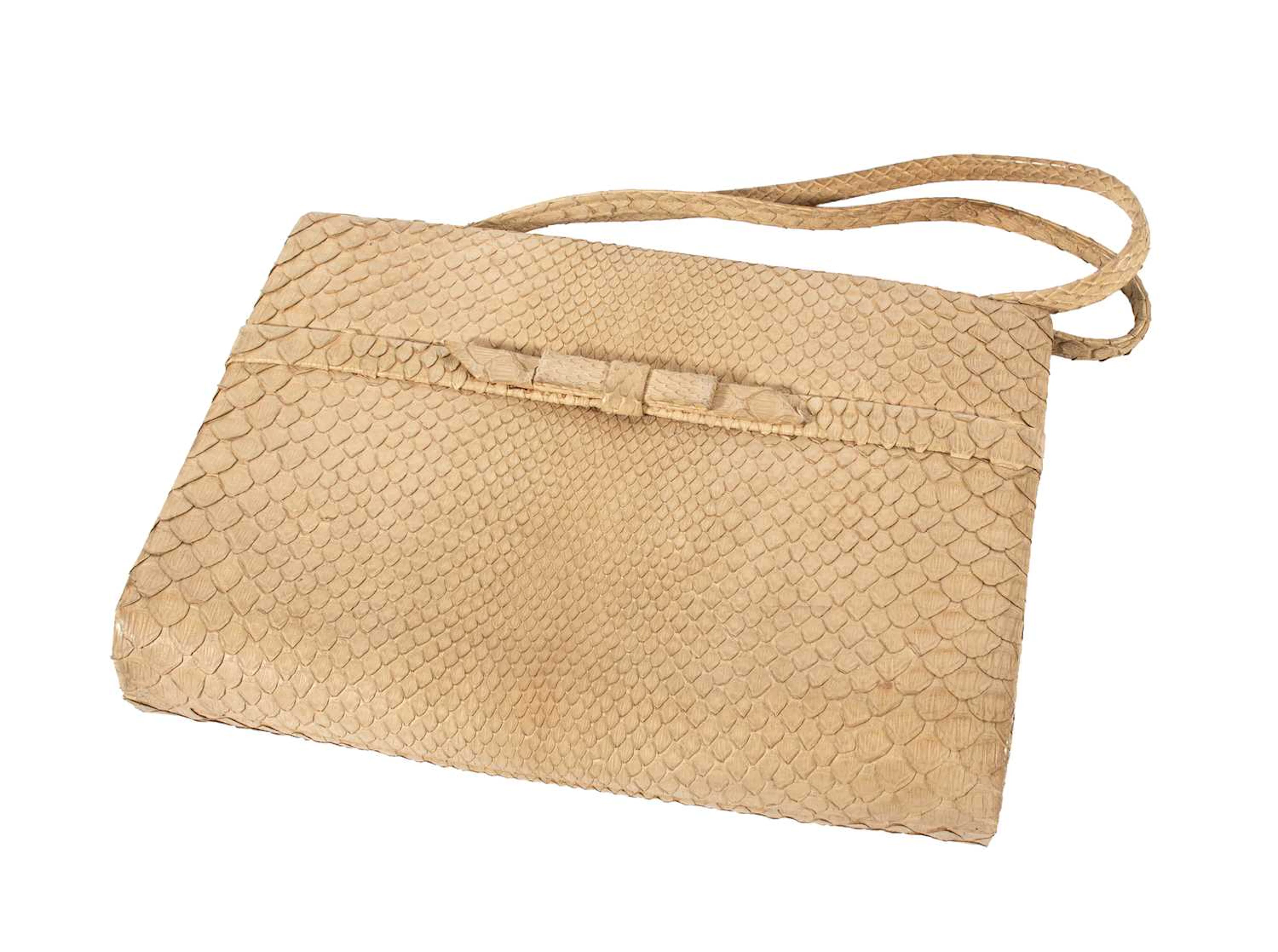Circa 1960s Gucci Cream Snakeskin Handbag