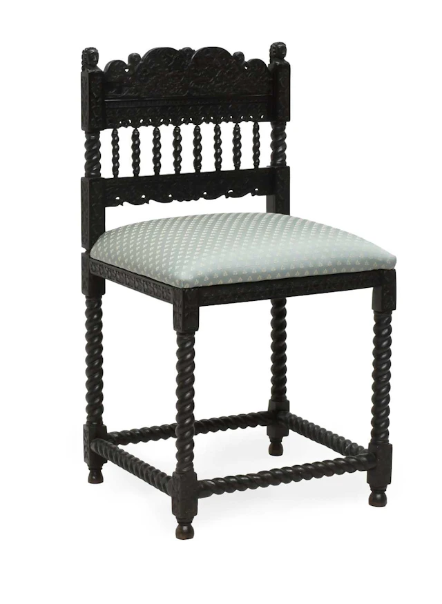An Indo-Dutch Carved Ebony Side Chair, possibly Coromandel Coast or