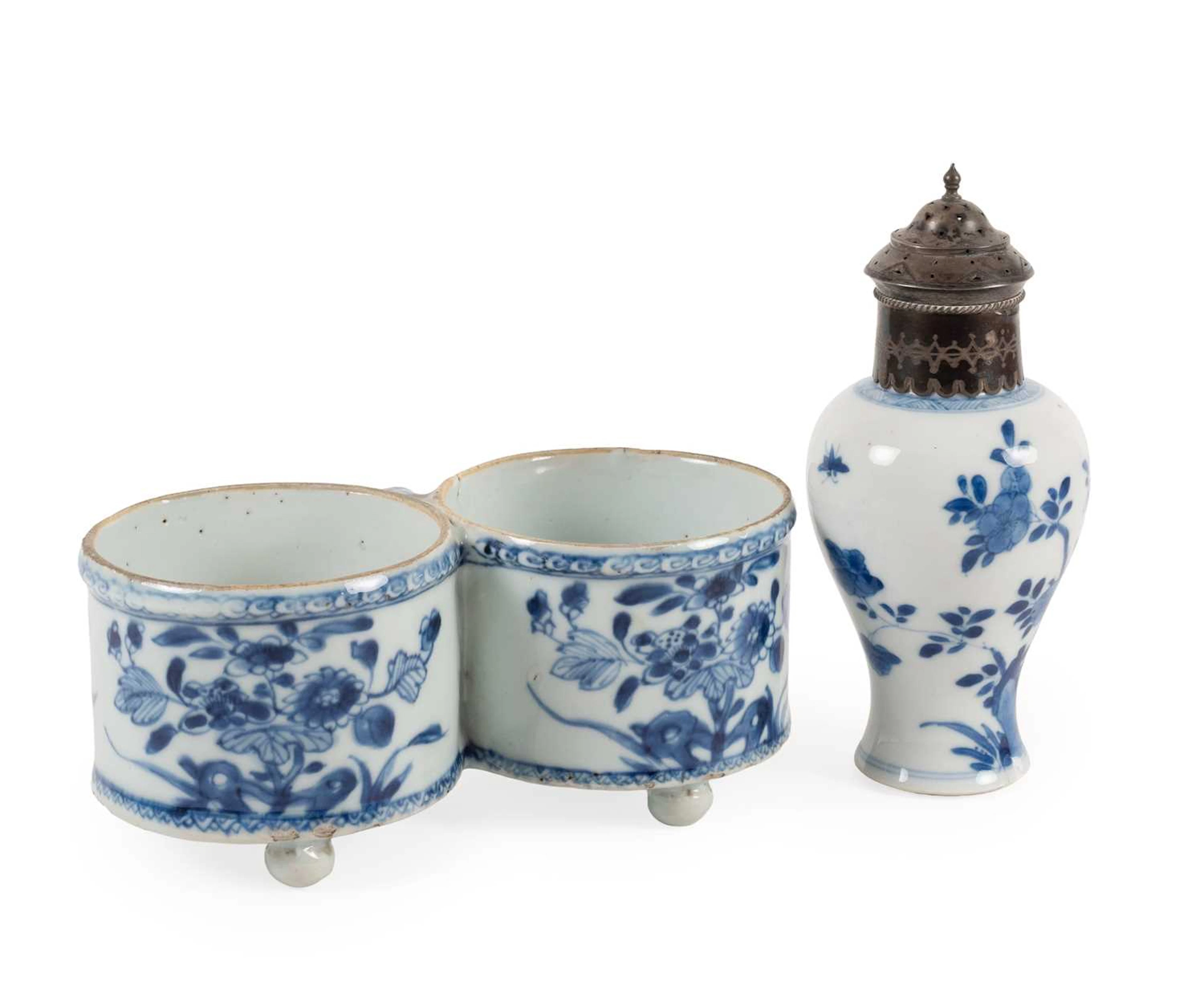 A Chinese Porcelain Baluster Vase, Kangxi, A Similar Cruet Stand, Qianlong