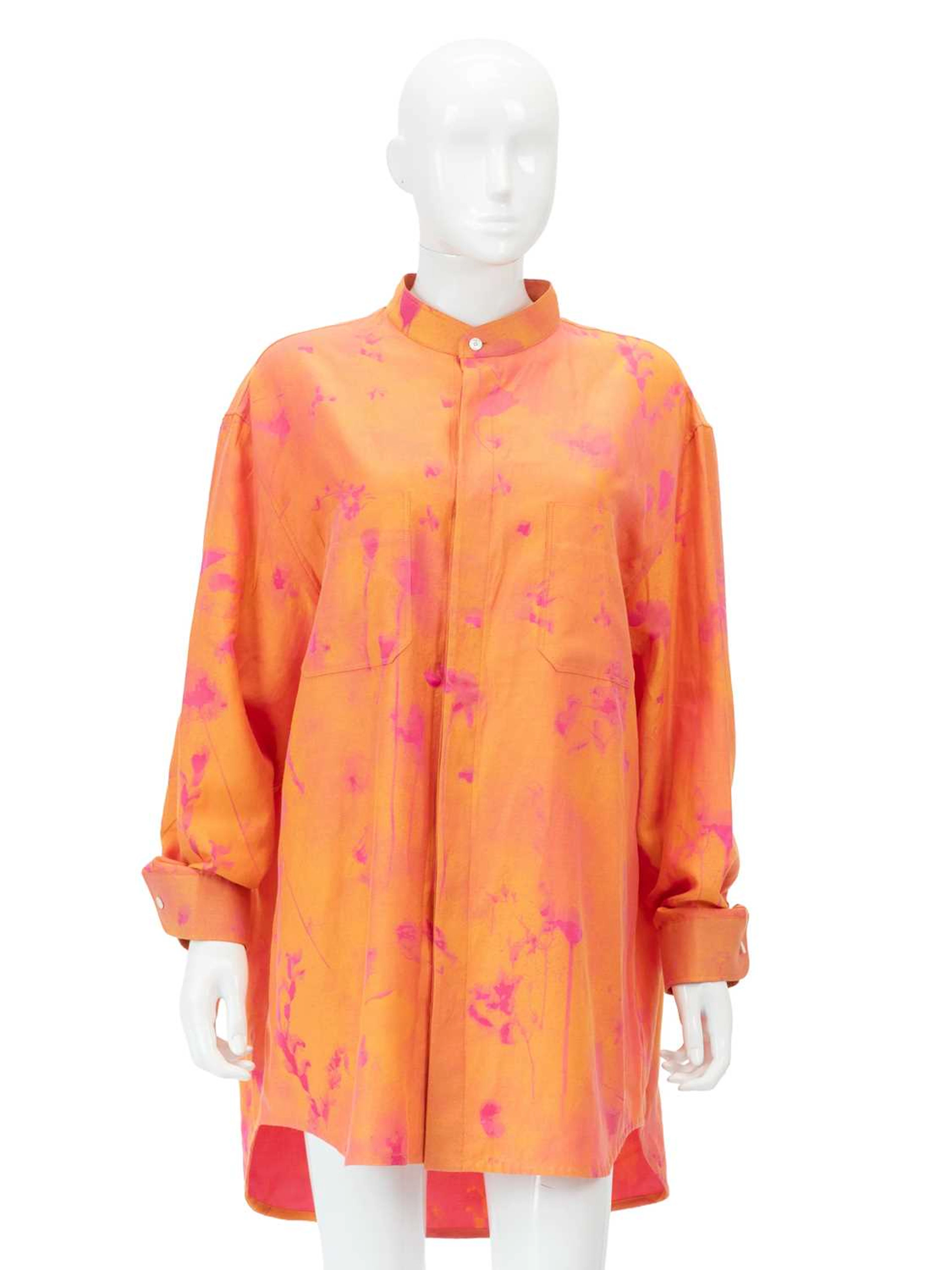 Dior Homme x Lewis Hamilton Oversized Pink and Orange Silk Button
