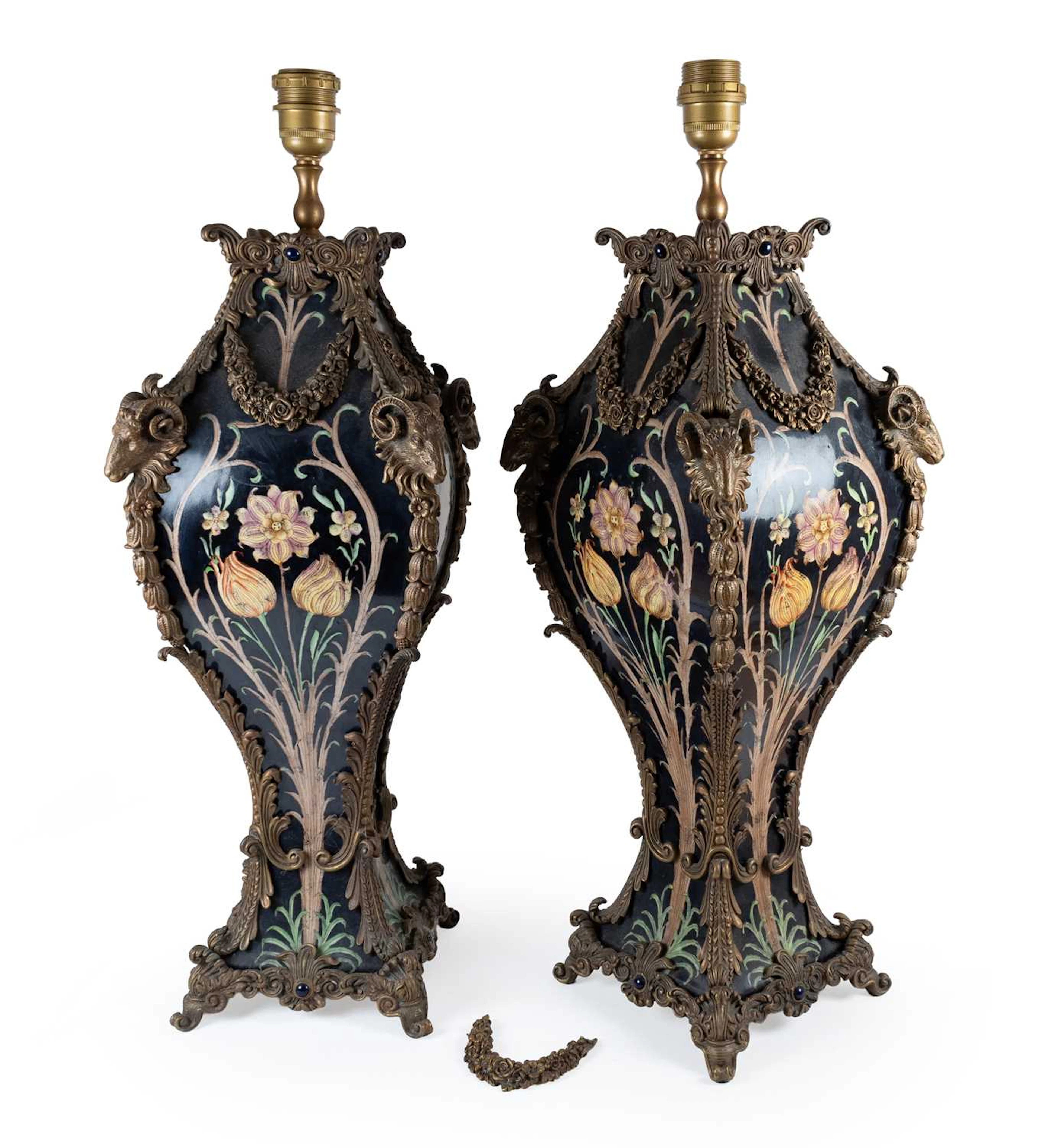 A Pair of Wong Lee Gilt Metal-Mounted Ceramic Table Lamps, modern