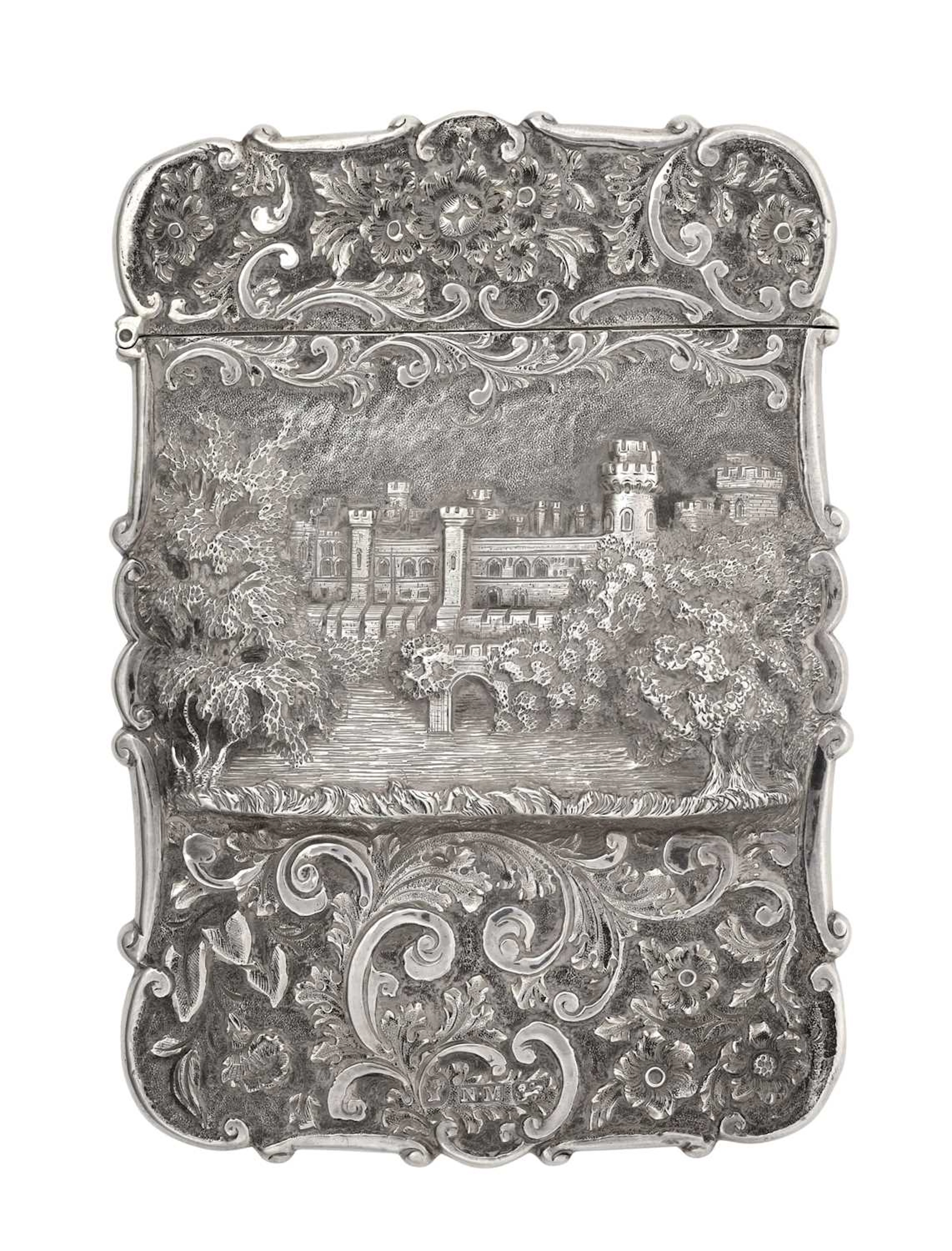 A Victorian Silver Castle-Top Card-Case by Nathaniel Mills, Birmingham