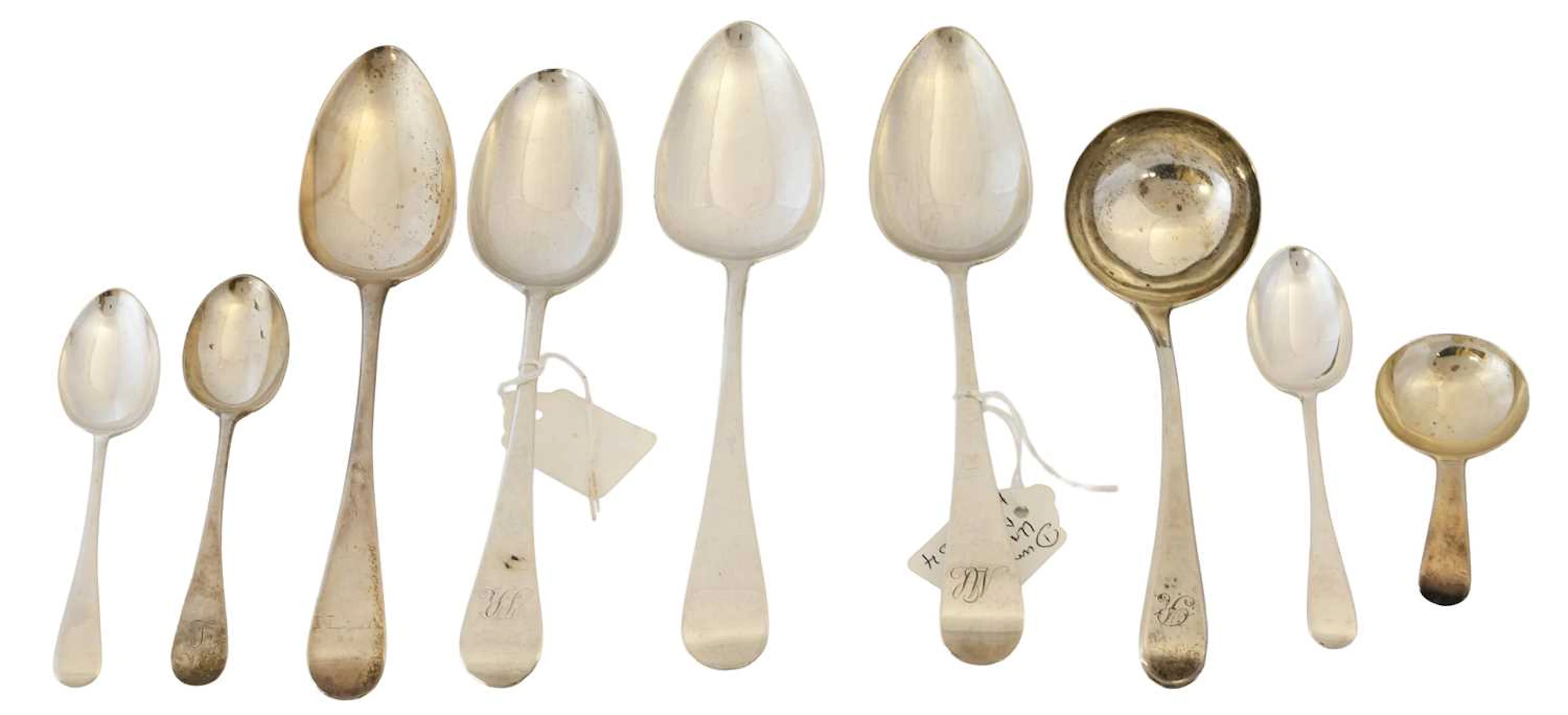A Collection of Assorted George III and Later Silver Flatware