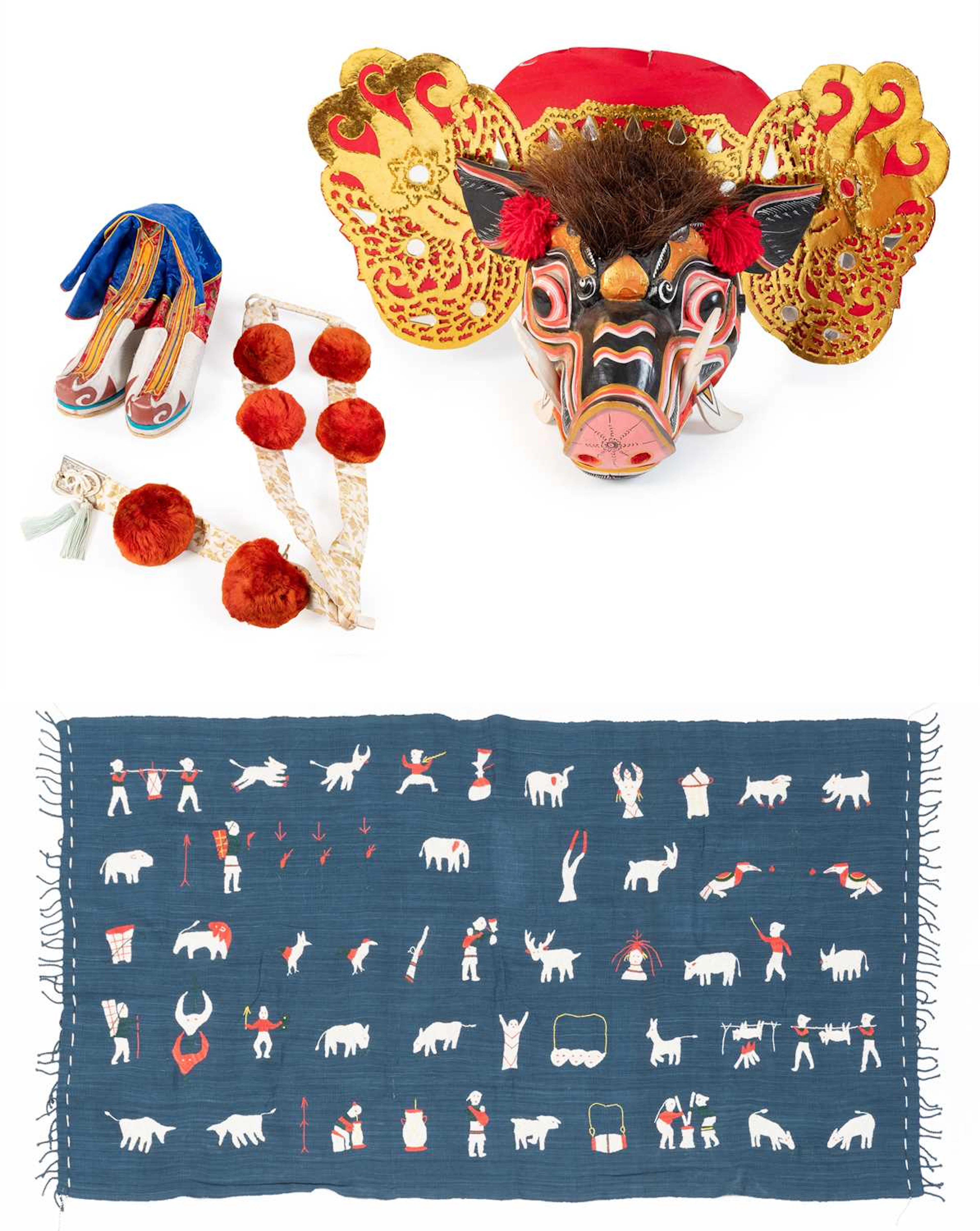 Central Asian Costume and Textiles, Balinese Barong Pig Mask, Bhutanese/Tibetan