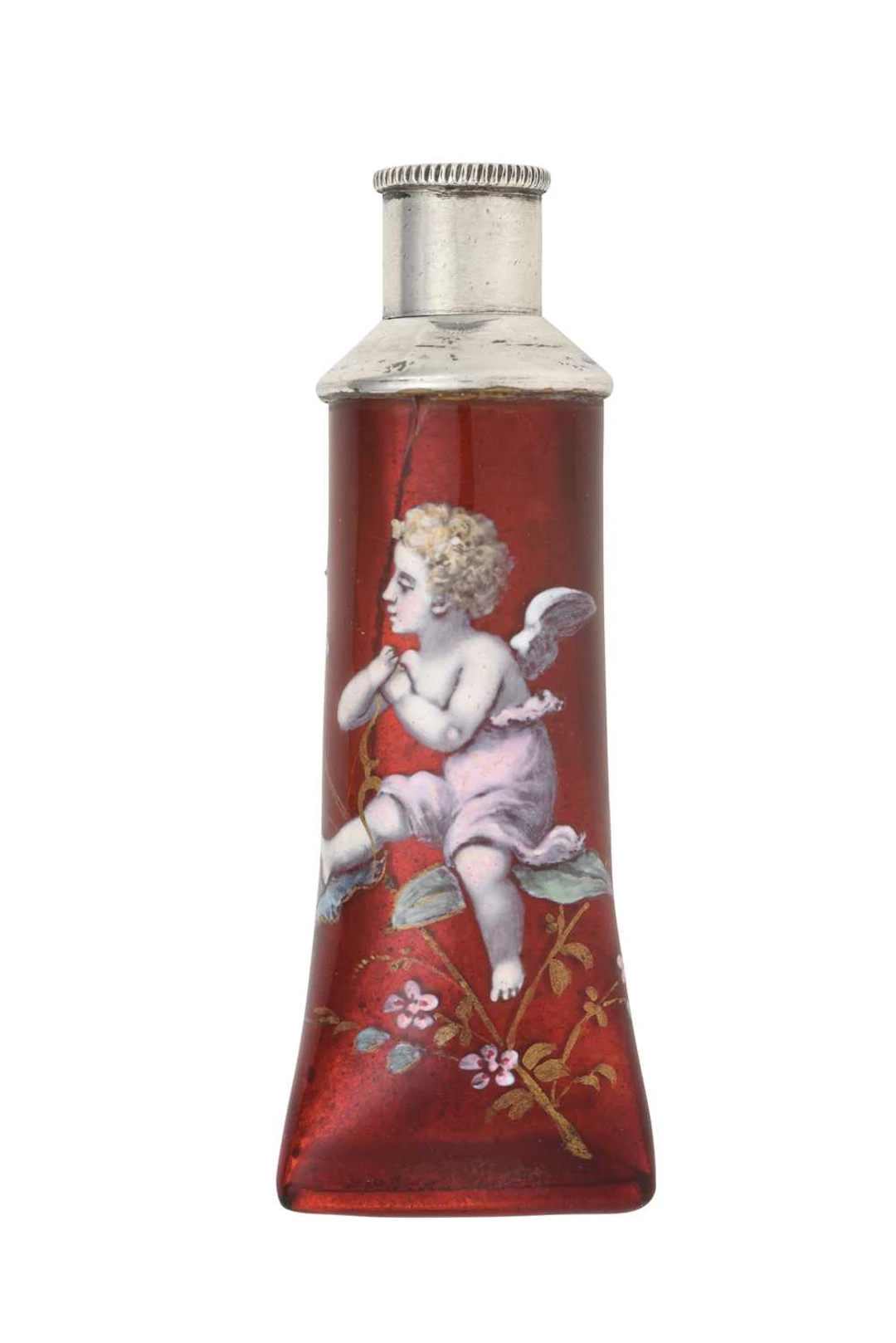 A French Silver and Enamel Novelty Scent-Bottle Maker's Mark P or