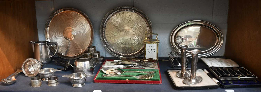 A Collection of Assorted Silver and Silver Plate, Together With