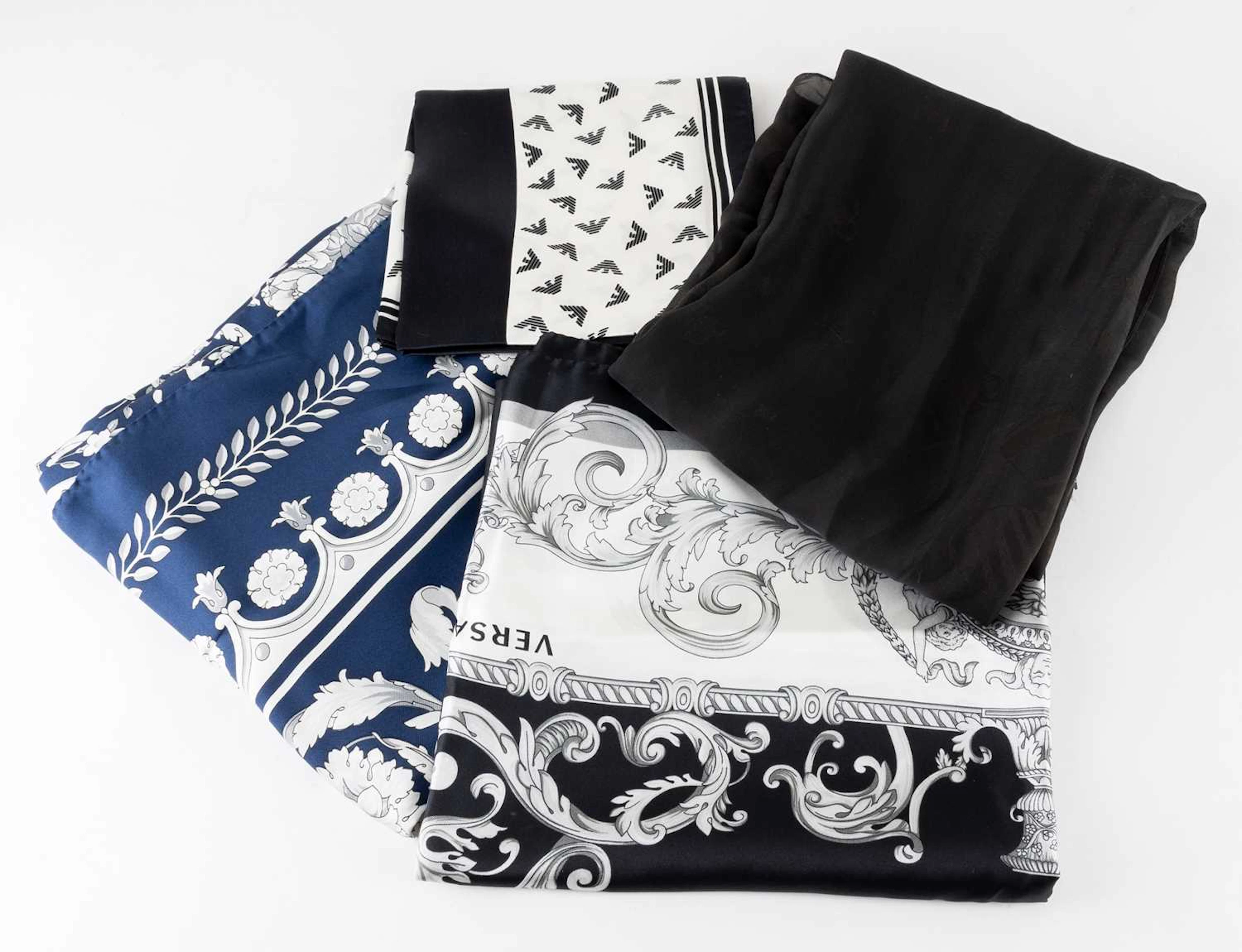 Emporio Armani Navy Silk Scarf, Versace, Atelier Versace, John Galliano