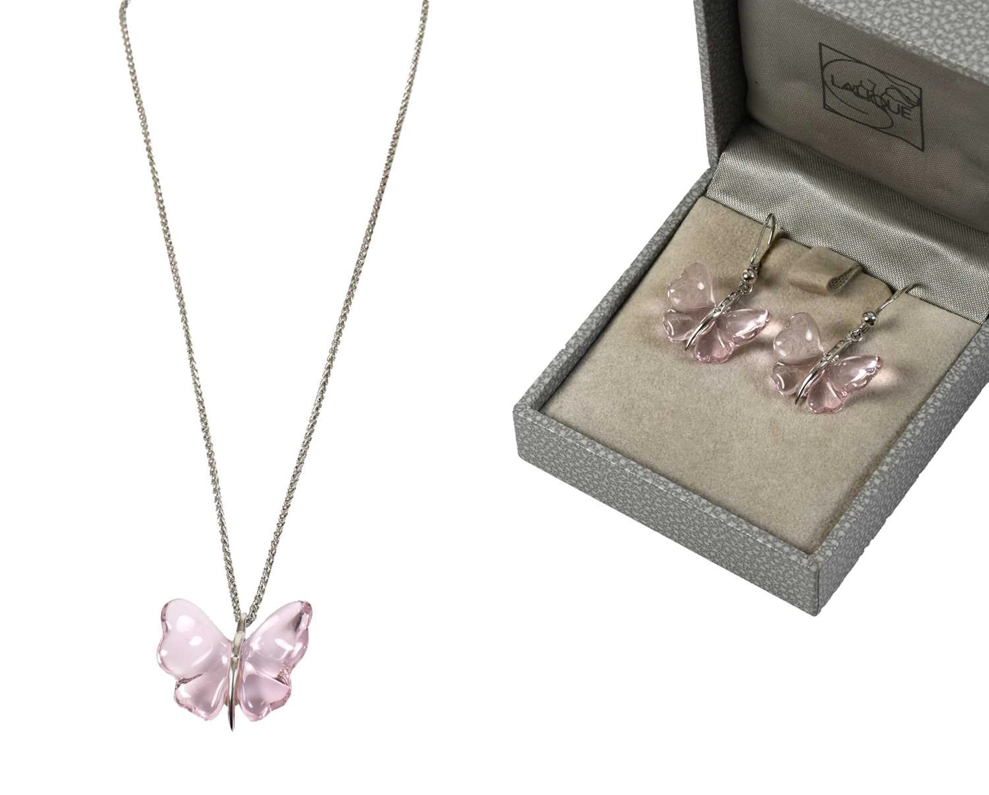 A Lalique Pendant on Chain, A Pair of Matching Earrings
