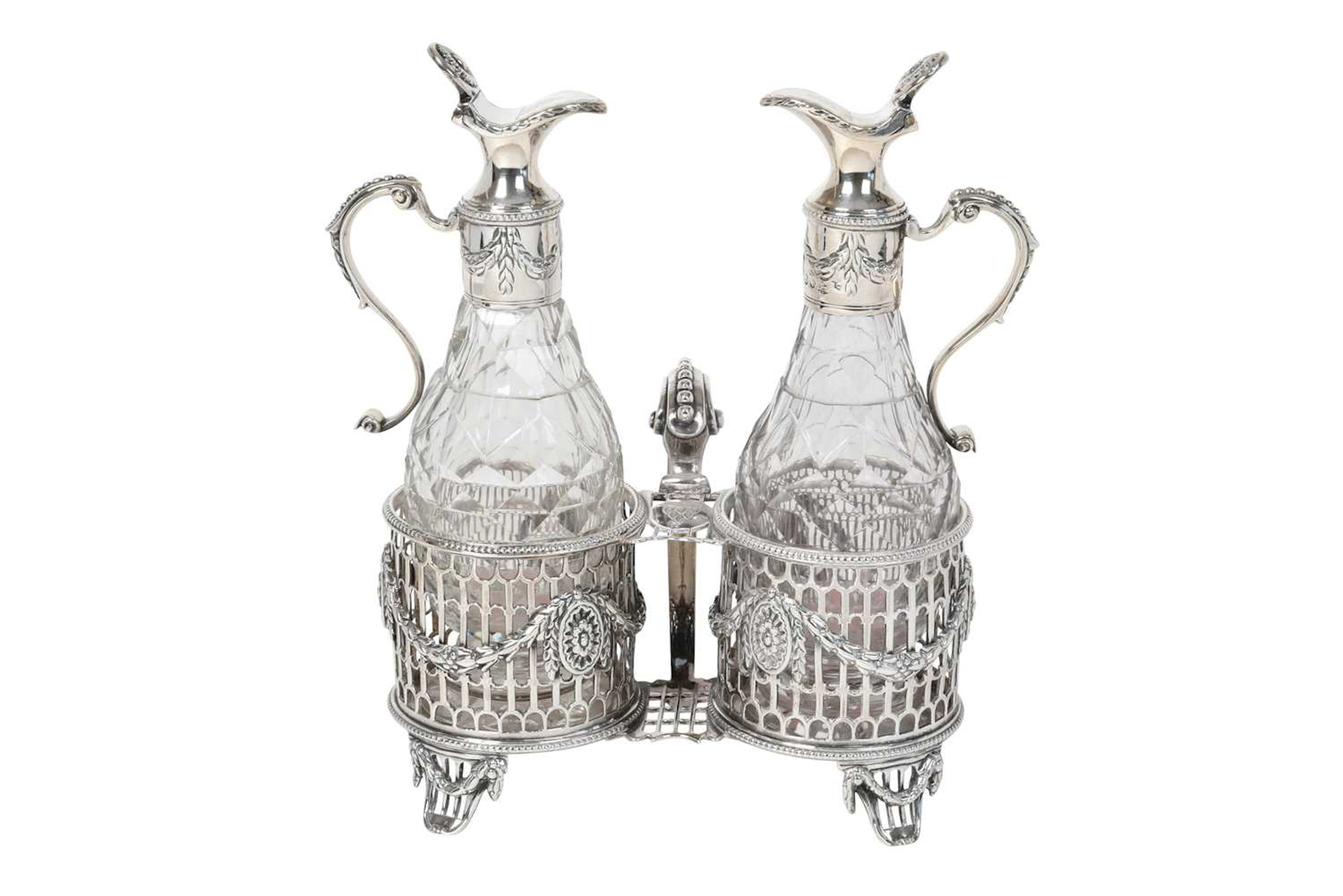 A George III Silver Condiment-Stand With Two George III Silver-Mounted