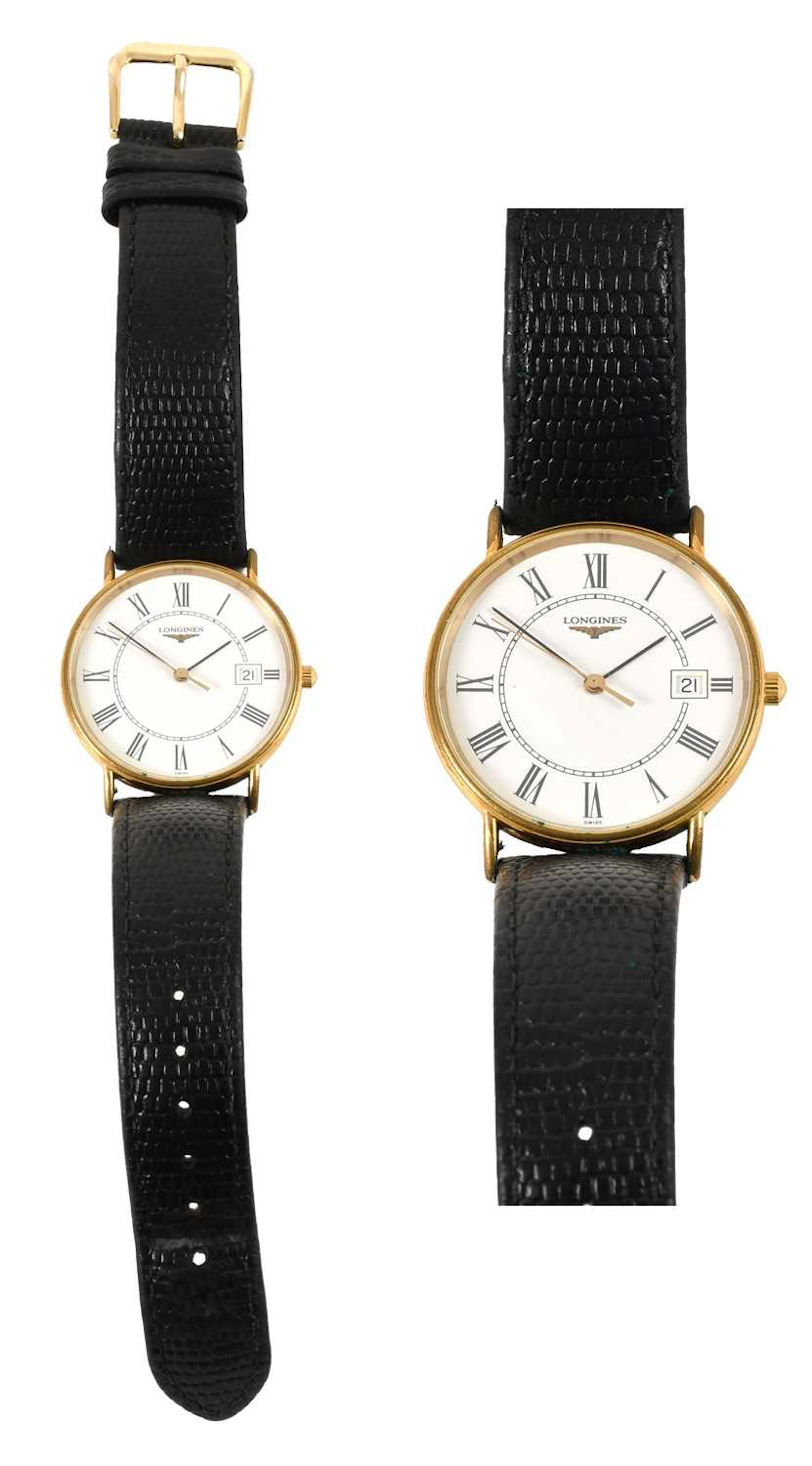 A Plated Calendar Centre Seconds Wristwatch, signed Longines, ref:
